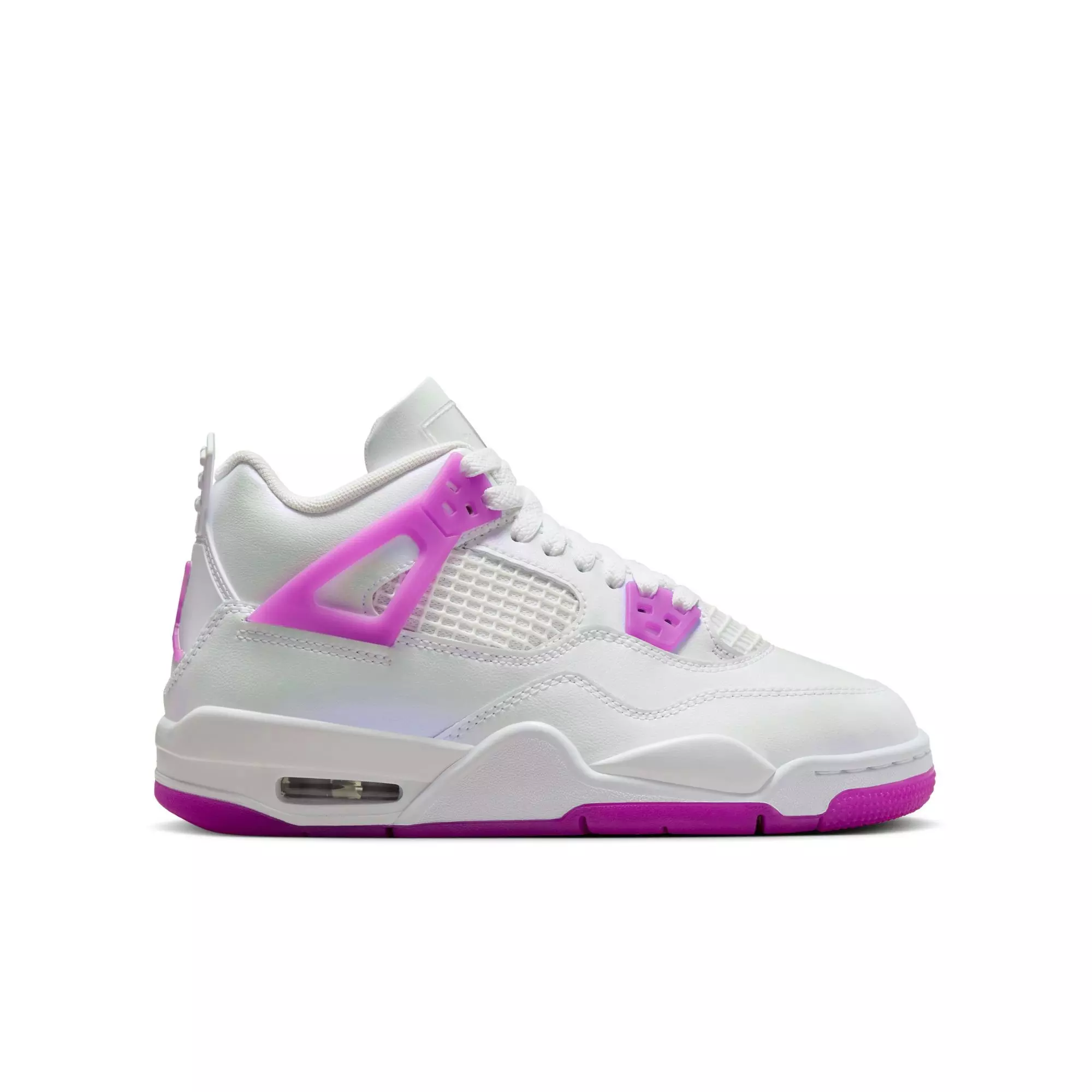 Jordan 4 Retro "Hyper Violet" Grade School Girls' Shoe - WHITE/HYPER VIOLET