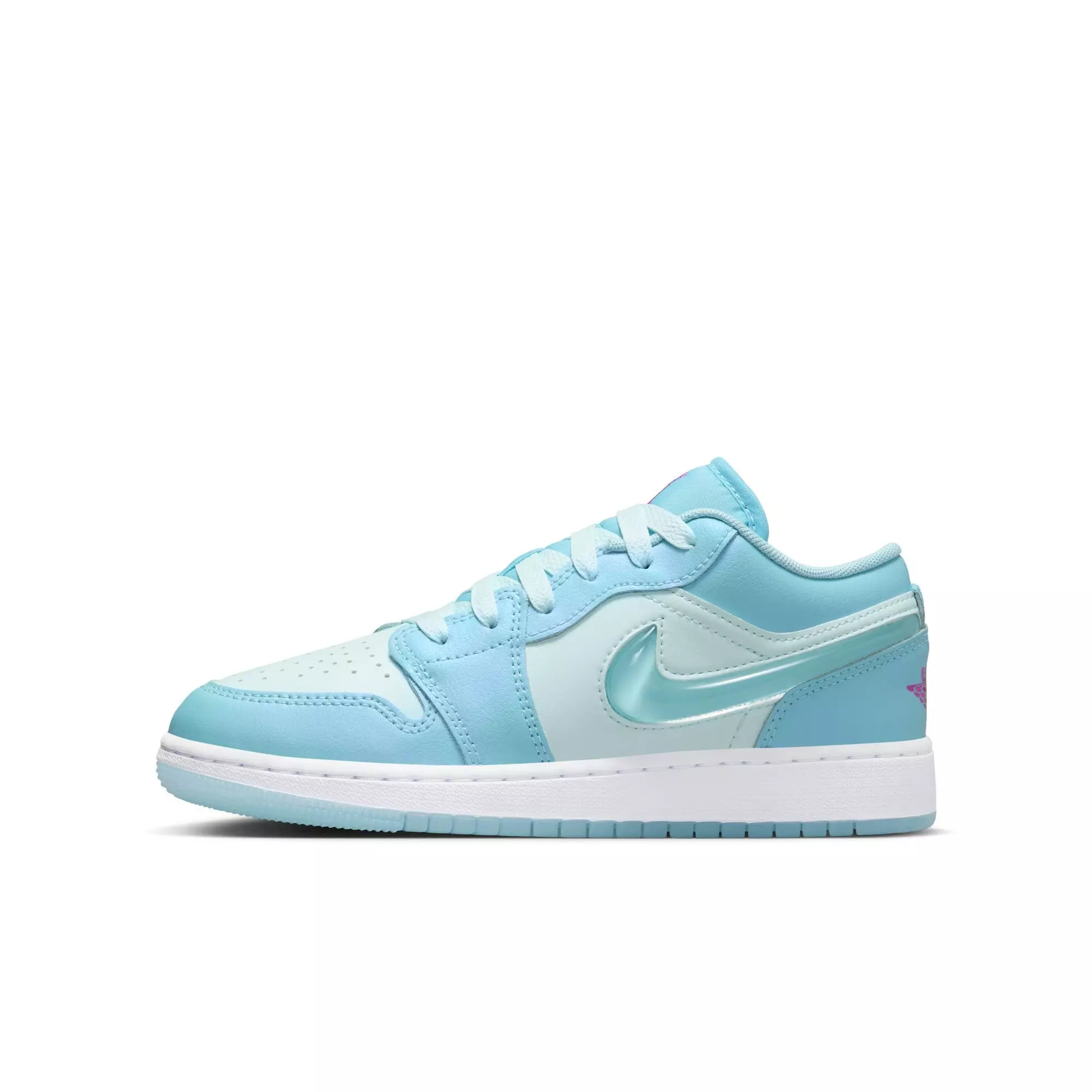 Jordan 1 Low SE "Aquarius Blue/Glacier Blue" Grade School Girls' Shoe - BLUE/PURPLE