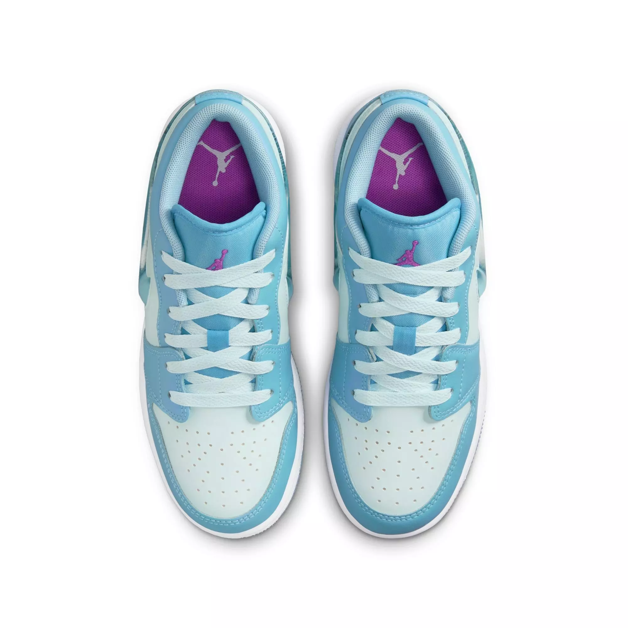 Jordan 1 Low SE "Aquarius Blue/Glacier Blue" Grade School Girls' Shoe - BLUE/PURPLE