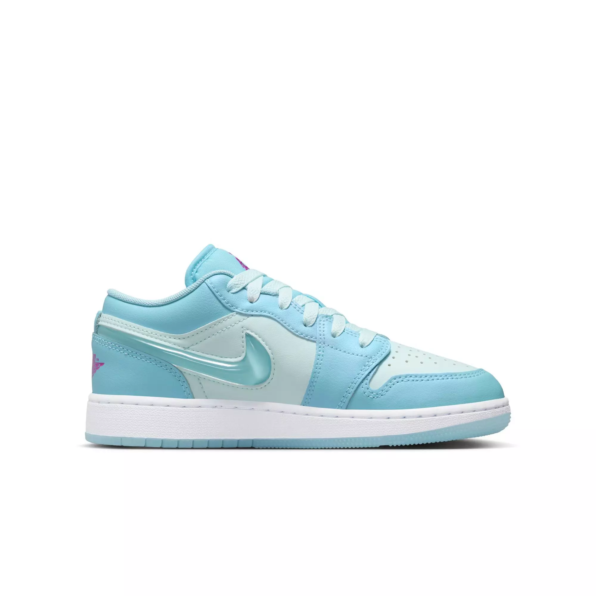 Jordan 1 Low SE "Aquarius Blue/Glacier Blue" Grade School Girls' Shoe - BLUE/PURPLE