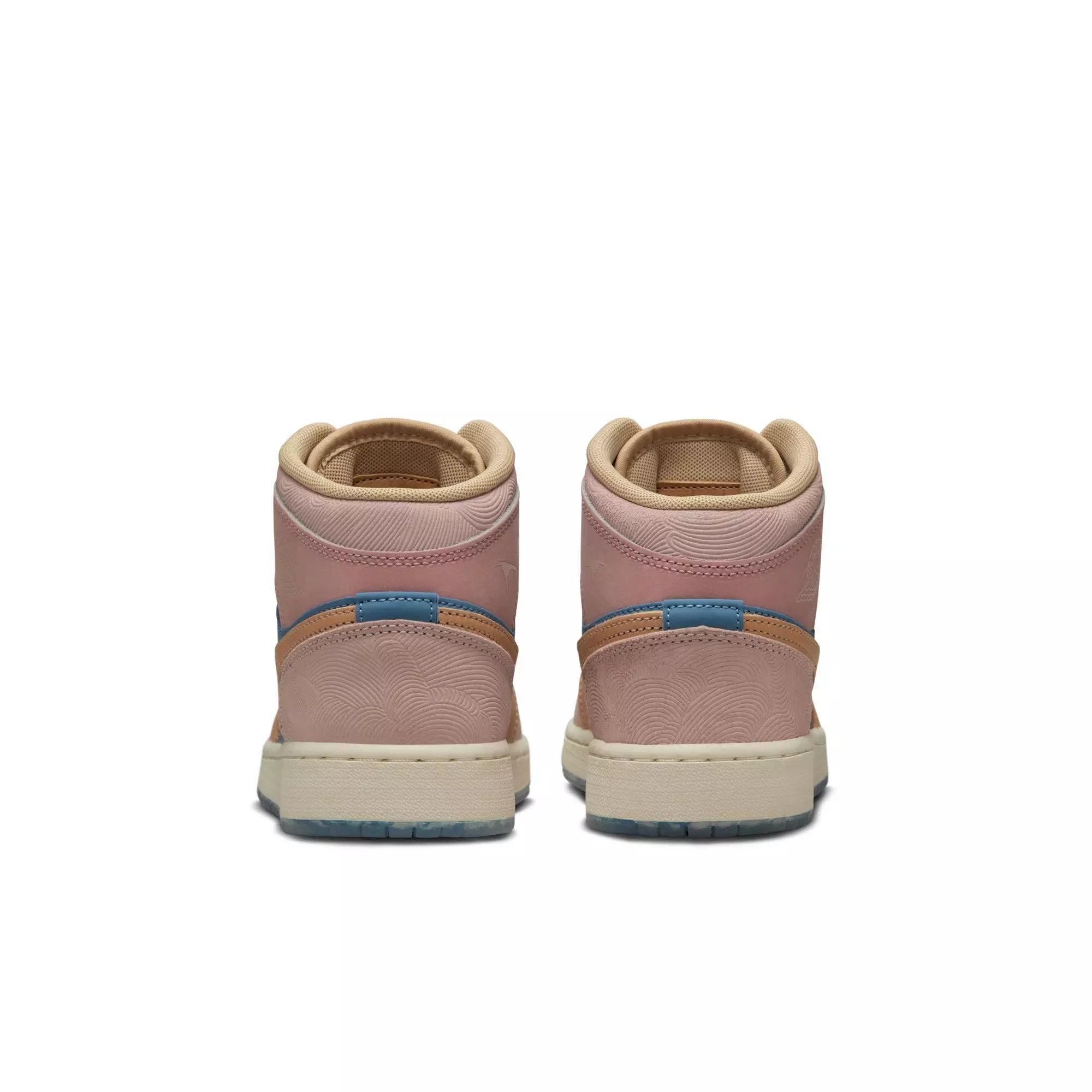 Jordan 1 Mid Sneaker School "Zen" Grade School Kids' Shoe - AEGEAN STORM/HEMP/PINK OXFORD