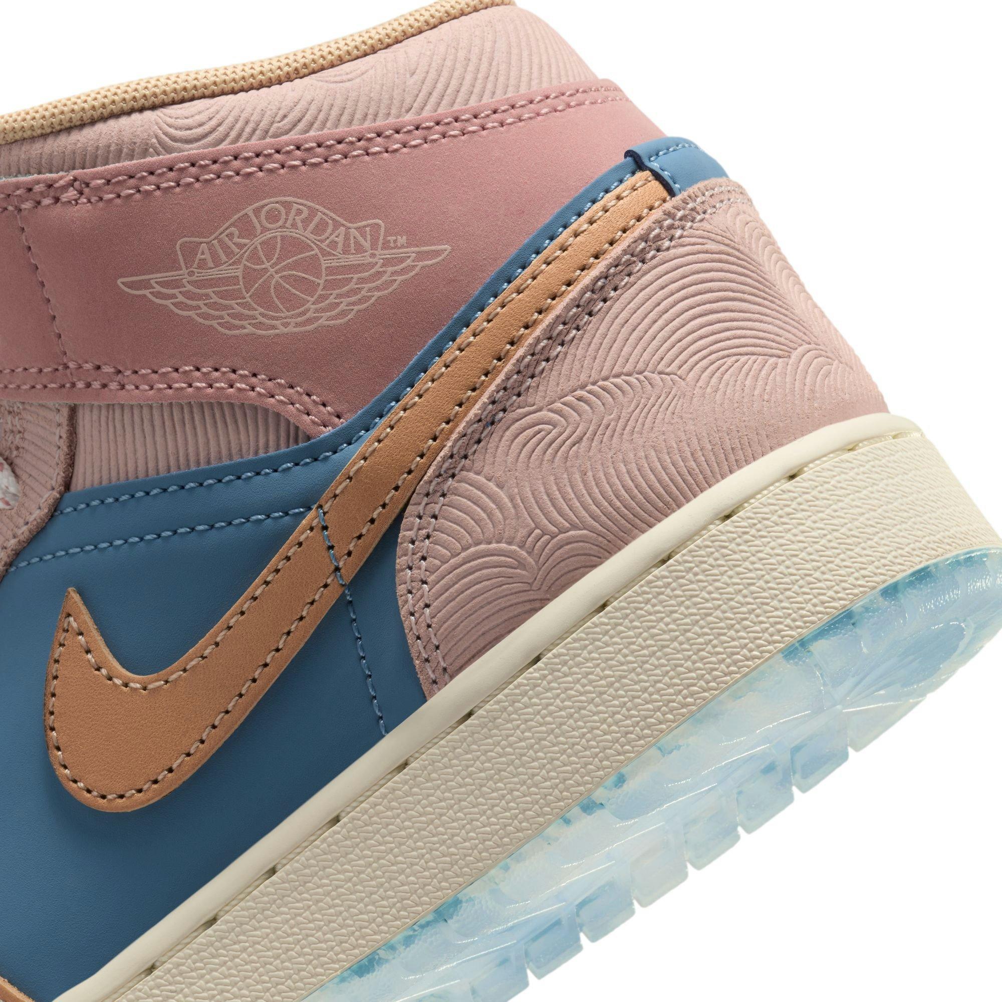 Jordan 1 Mid Sneaker School "Zen" Grade School Kids' Shoe - AEGEAN STORM/HEMP/PINK OXFORD Thumbnail View 5