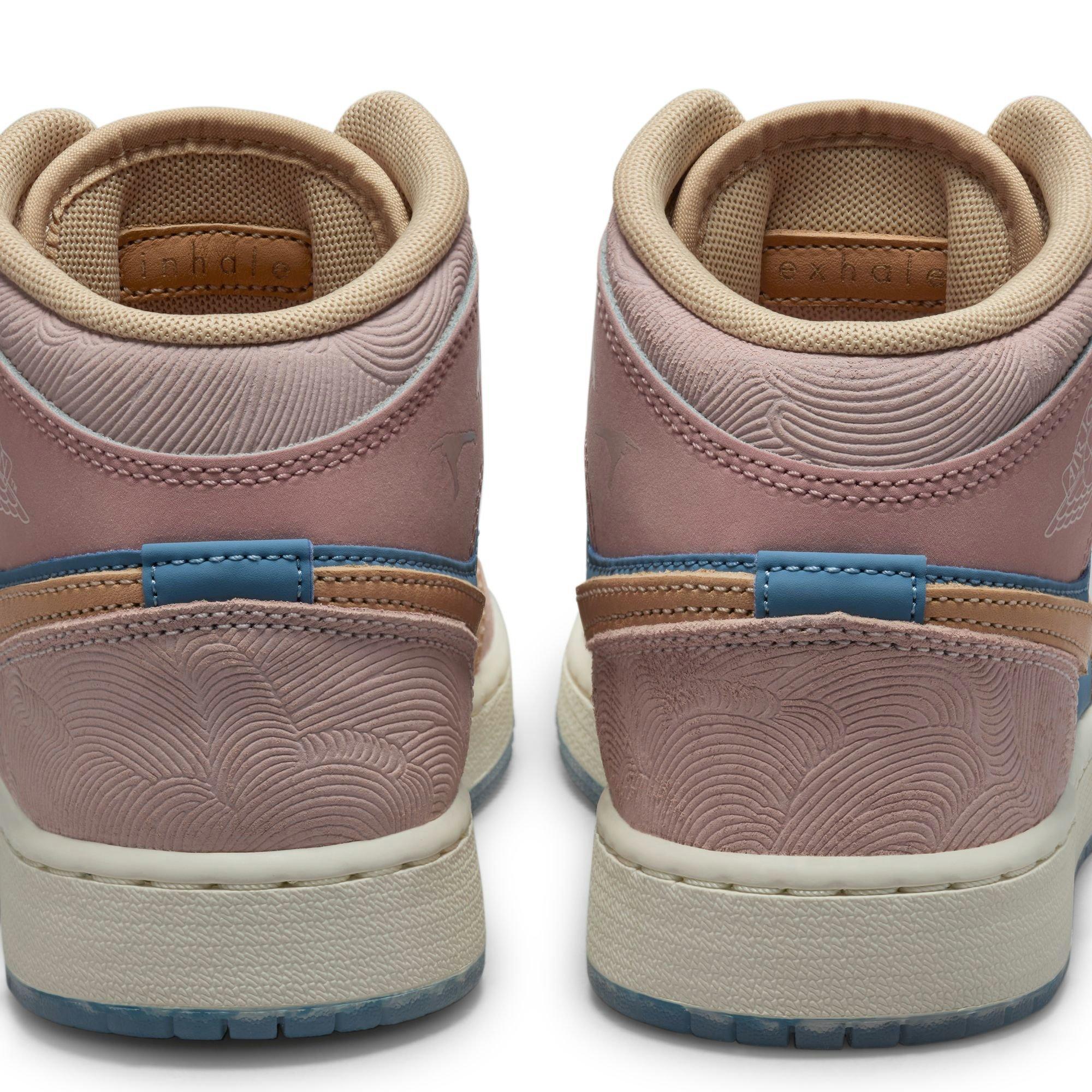 Jordan 1 Mid Sneaker School "Zen" Grade School Kids' Shoe - AEGEAN STORM/HEMP/PINK OXFORD Thumbnail View 7