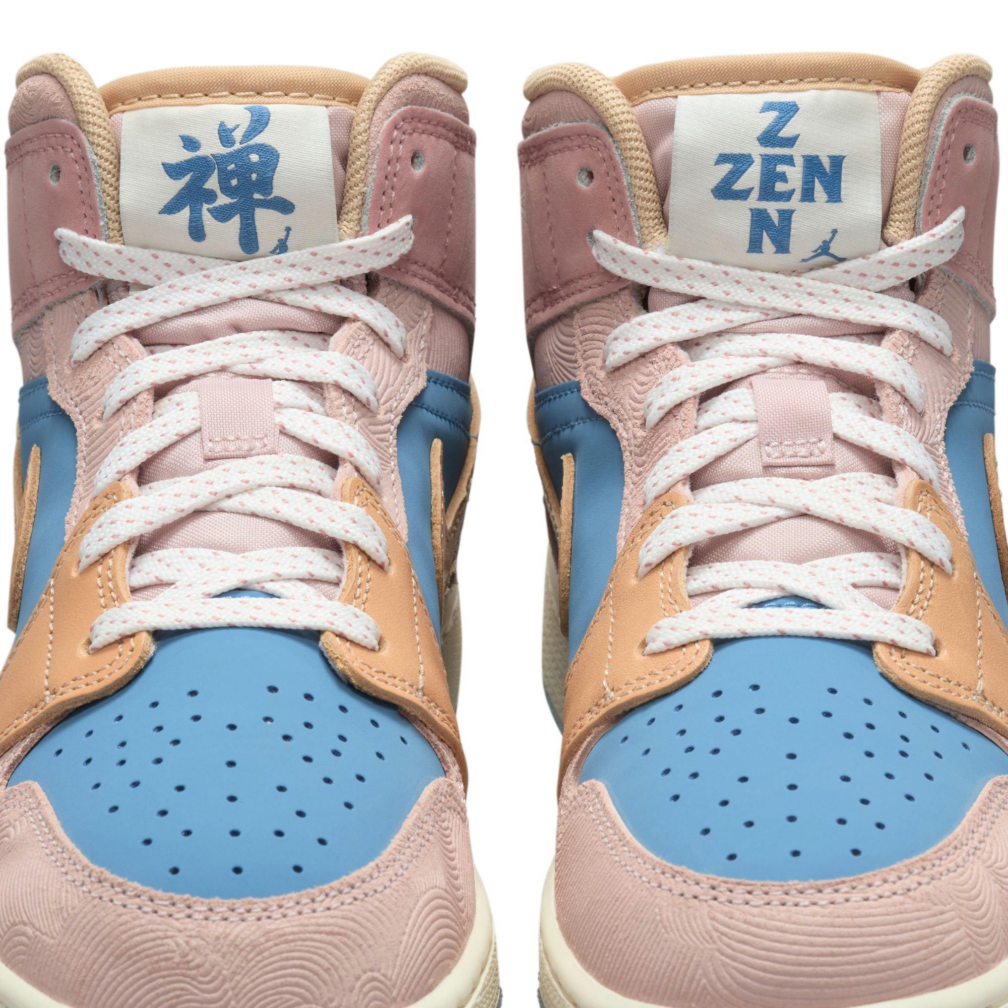 Jordan 1 Mid Sneaker School "Zen" Grade School Kids' Shoe - AEGEAN STORM/HEMP/PINK OXFORD Thumbnail View 8