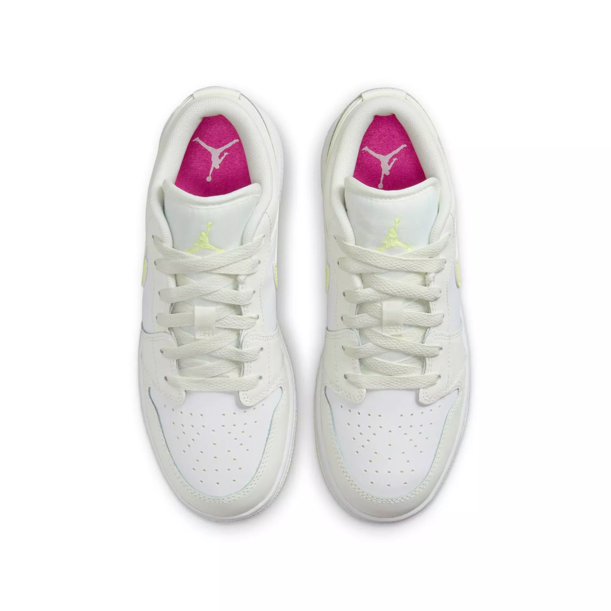 Jordan 1 Low "Sail/Lt Laser Orange/White/Laser Fuchsia" Grade School Girls' Shoe - WHITE/YELLOW