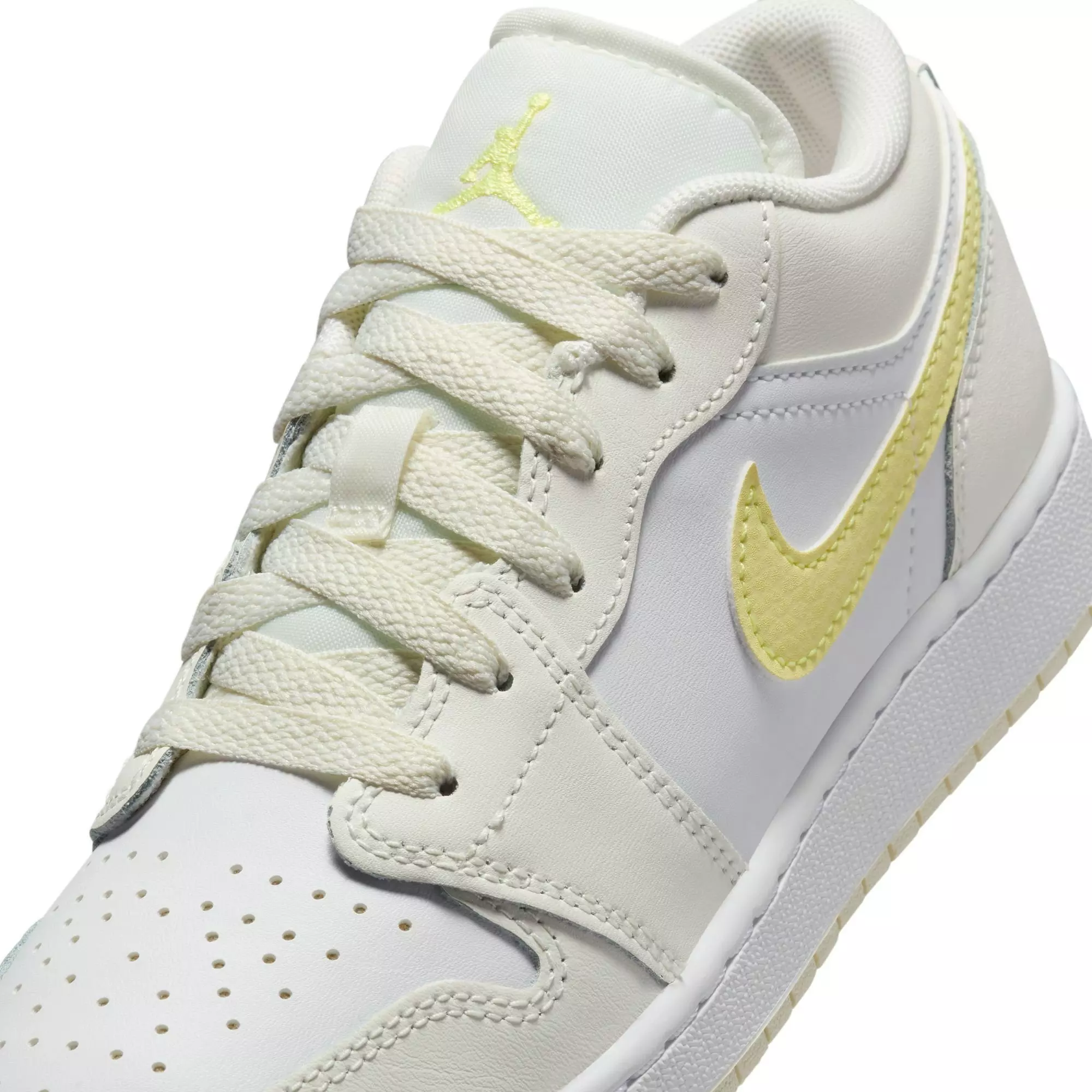 Jordan 1 Low "Sail/Lt Laser Orange/White/Laser Fuchsia" Grade School Girls' Shoe - WHITE/YELLOW