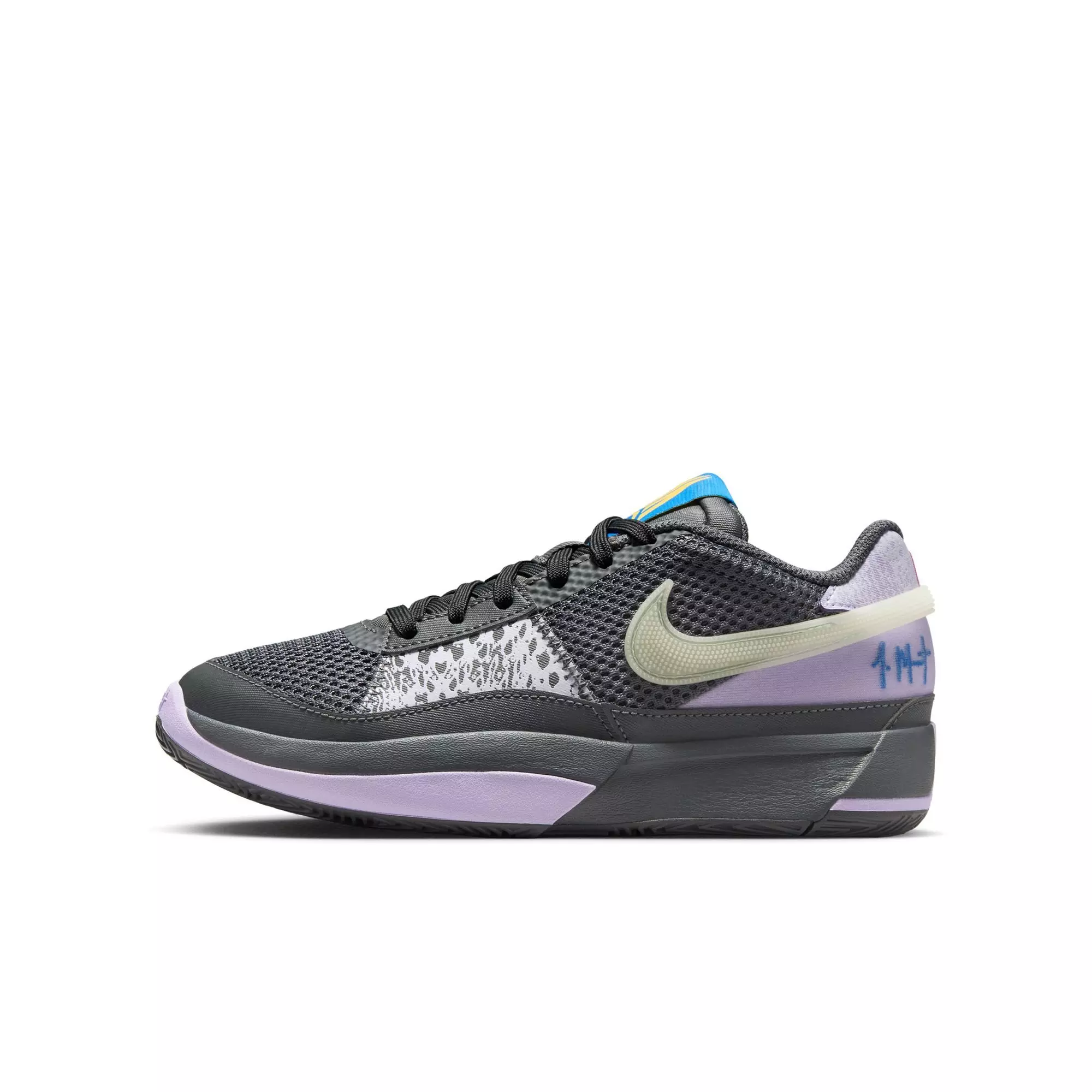 Nike Ja 1 "Night" Grade School Kids' Basketball Shoe - IRON GREY/LILAC BLOOM/PHOTO BLUE
