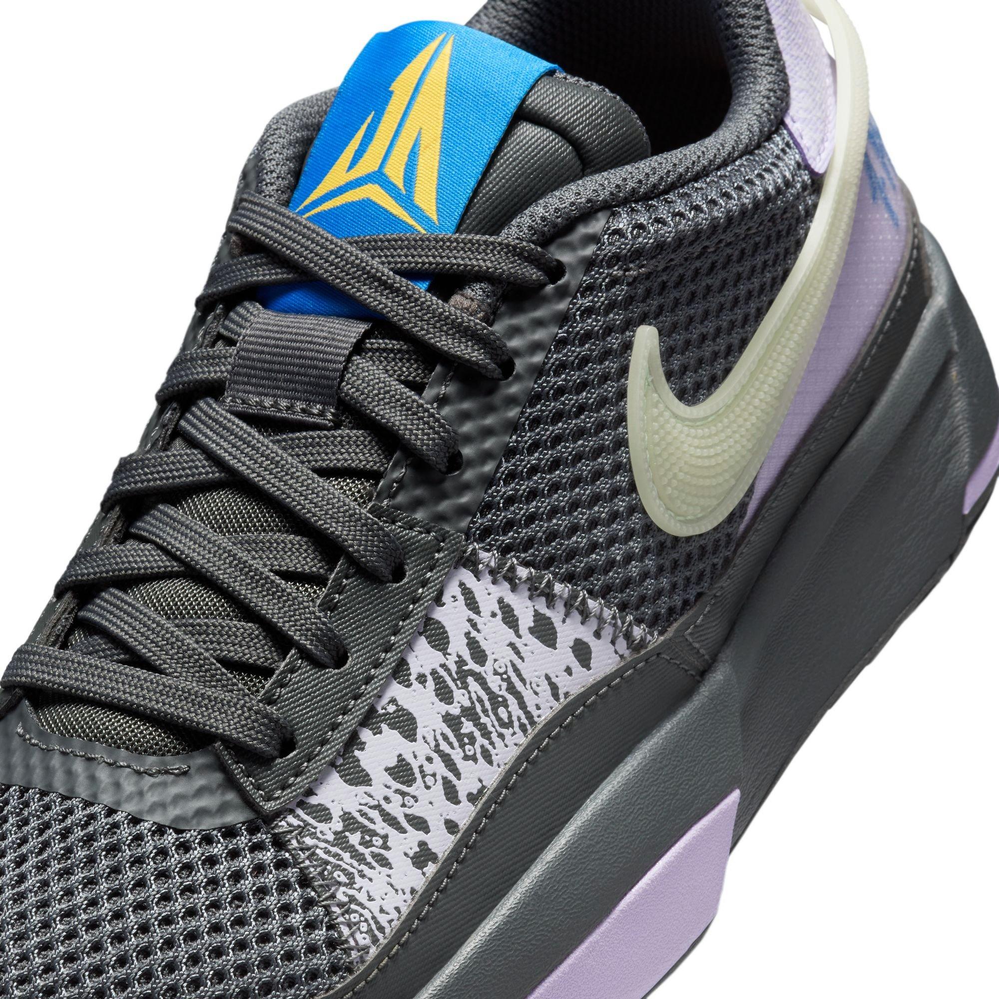 Nike Ja 1 "Night" Grade School Kids' Basketball Shoe - IRON GREY/LILAC BLOOM/PHOTO BLUE Thumbnail View 4