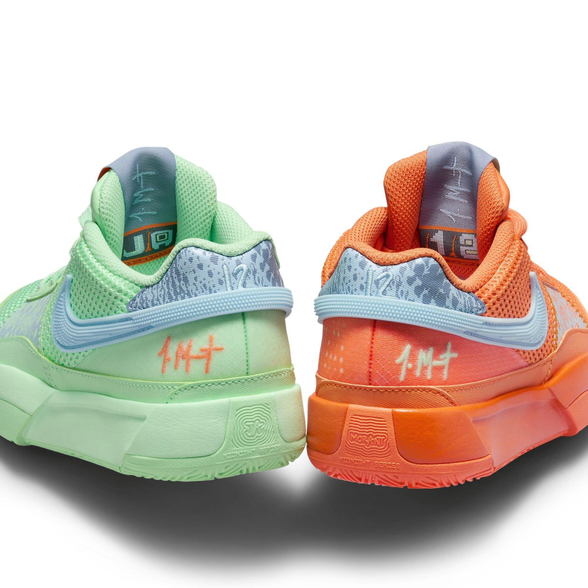 Nike Ja 1 "Bright Mandarin" Grade School Kids' Basketball Shoe - BRIGHT MANDARIN/WHITE/VAPOR GREEN Thumbnail View 7