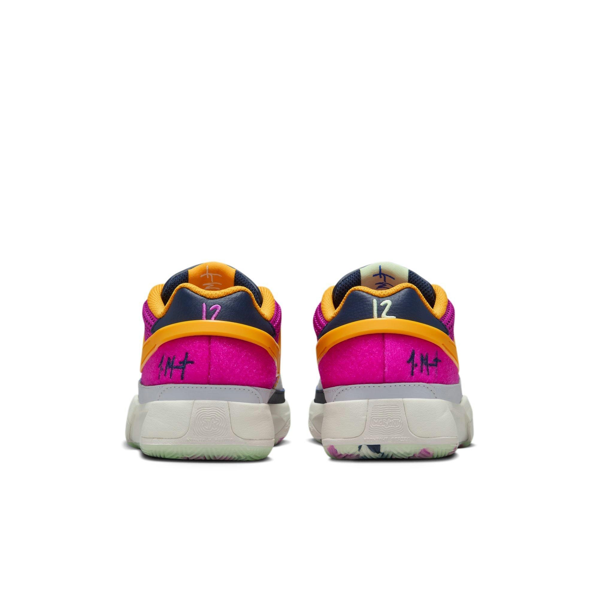 Nike Ja 1 "Summer Camp" Grade School Kids' Basketball Shoe - OBSIDIAN/HYPER VIOLET/UNIVERSITY GOLD Thumbnail View 9