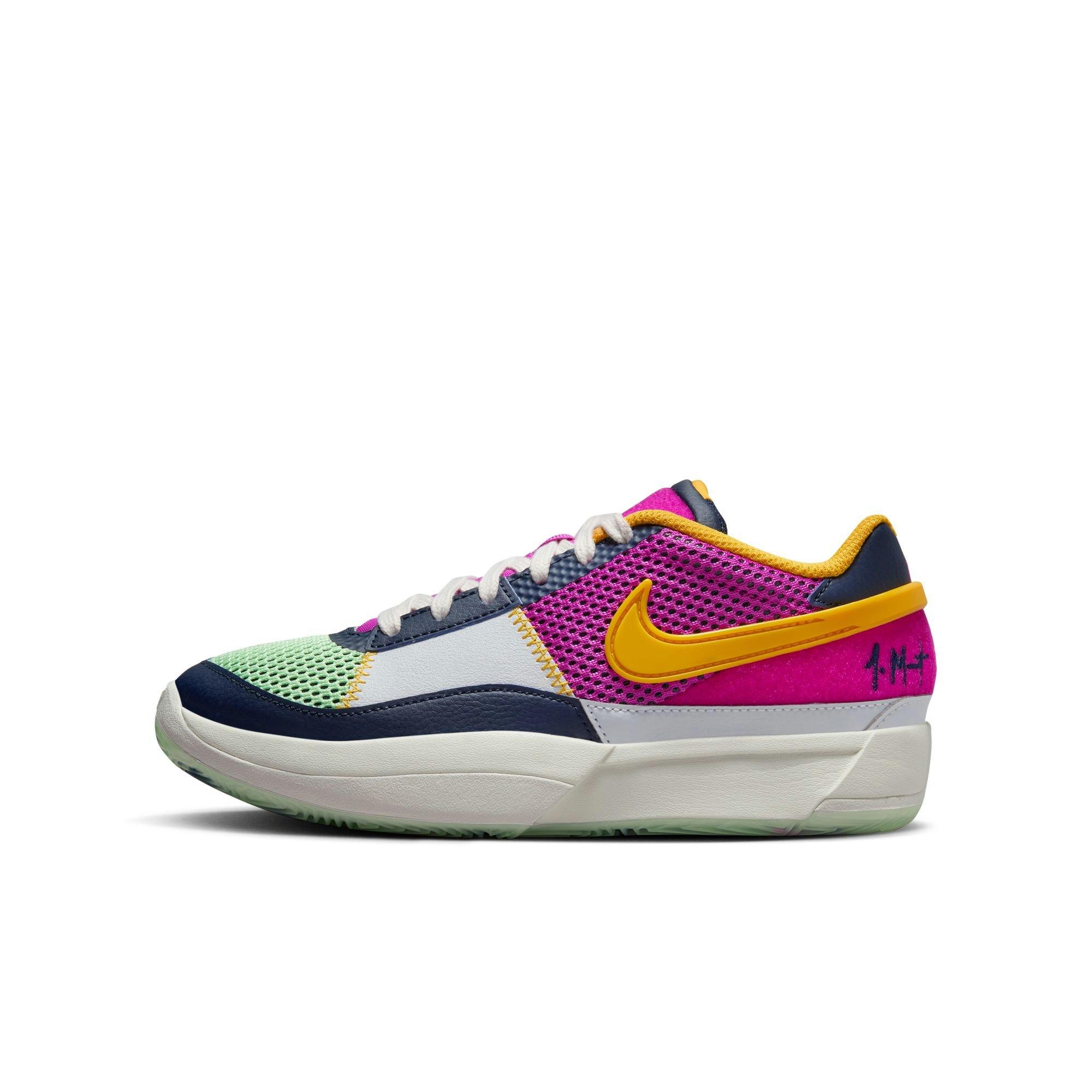 Nike Ja 1 "Summer Camp" Grade School Kids' Basketball Shoe - OBSIDIAN/HYPER VIOLET/UNIVERSITY GOLD Thumbnail View 7
