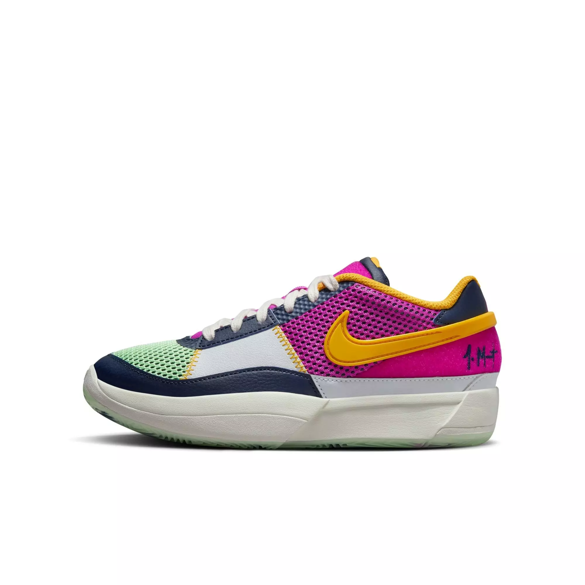Nike Ja 1 "Summer Camp" Grade School Kids' Basketball Shoe - OBSIDIAN/HYPER VIOLET/UNIVERSITY GOLD