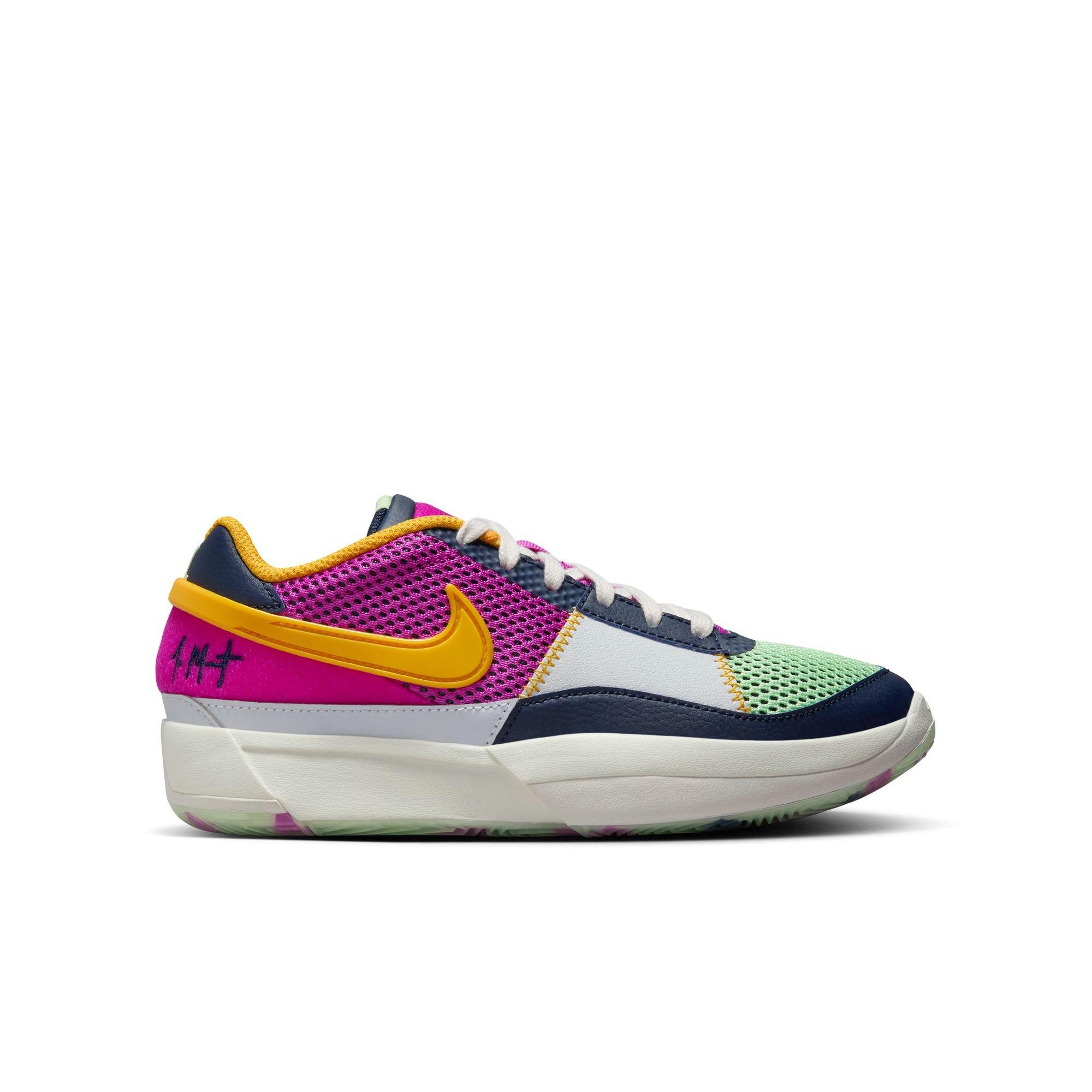 Nike Ja 1 "Summer Camp" Grade School Kids' Basketball Shoe - OBSIDIAN/HYPER VIOLET/UNIVERSITY GOLD Thumbnail View 1