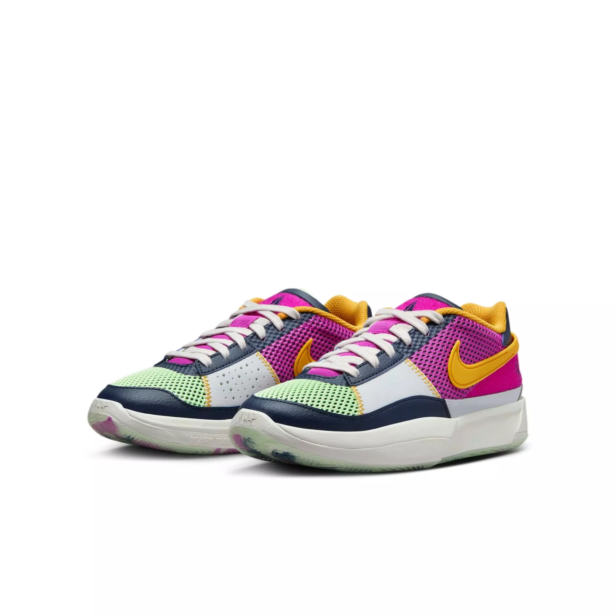 Nike Ja 1 "Summer Camp" Grade School Kids' Basketball Shoe - OBSIDIAN/HYPER VIOLET/UNIVERSITY GOLD