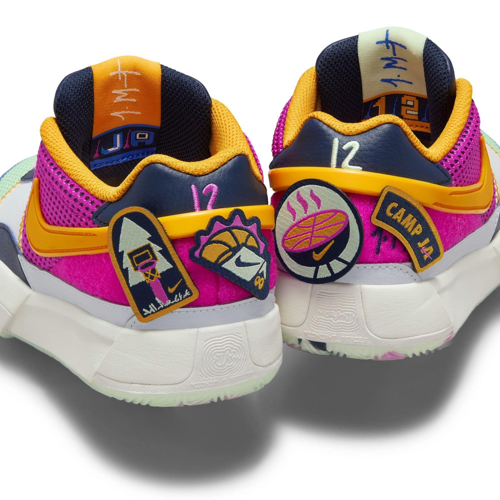 Nike Ja 1 "Summer Camp" Grade School Kids' Basketball Shoe - OBSIDIAN/HYPER VIOLET/UNIVERSITY GOLD Thumbnail View 6