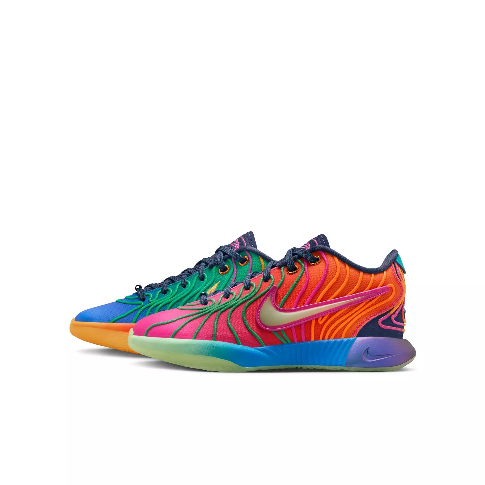 Nike LeBron XXI "Optimism" Grade School Kids' Basketball Shoe - PHOTO BLUE/LASER FUCHSIA/VAPOR GREEN