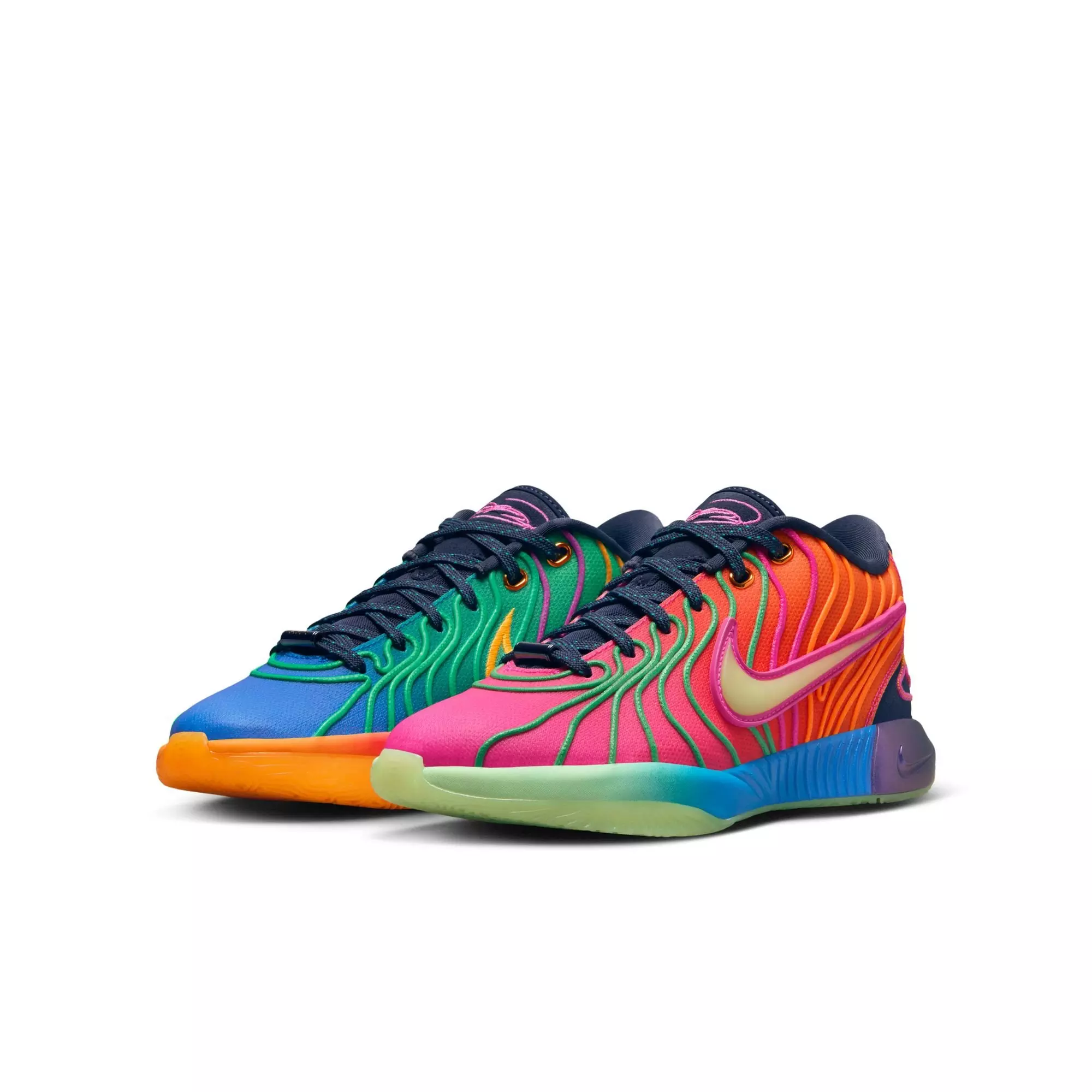 Nike LeBron XXI "Optimism" Grade School Kids' Basketball Shoe - PHOTO BLUE/LASER FUCHSIA/VAPOR GREEN