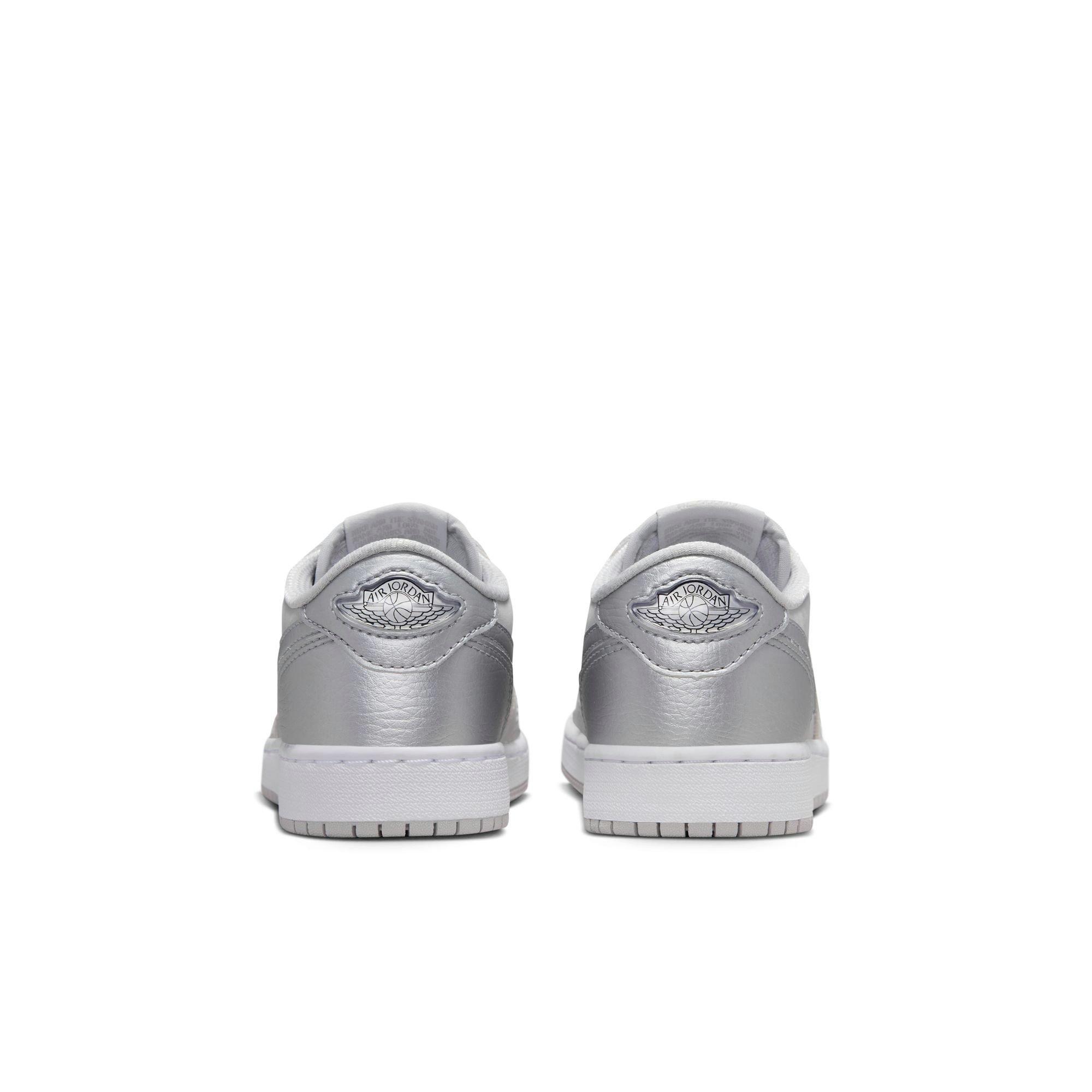 Jordan 1 Retro Low OG Grade School Kids' "Metallic Silver" Shoe
