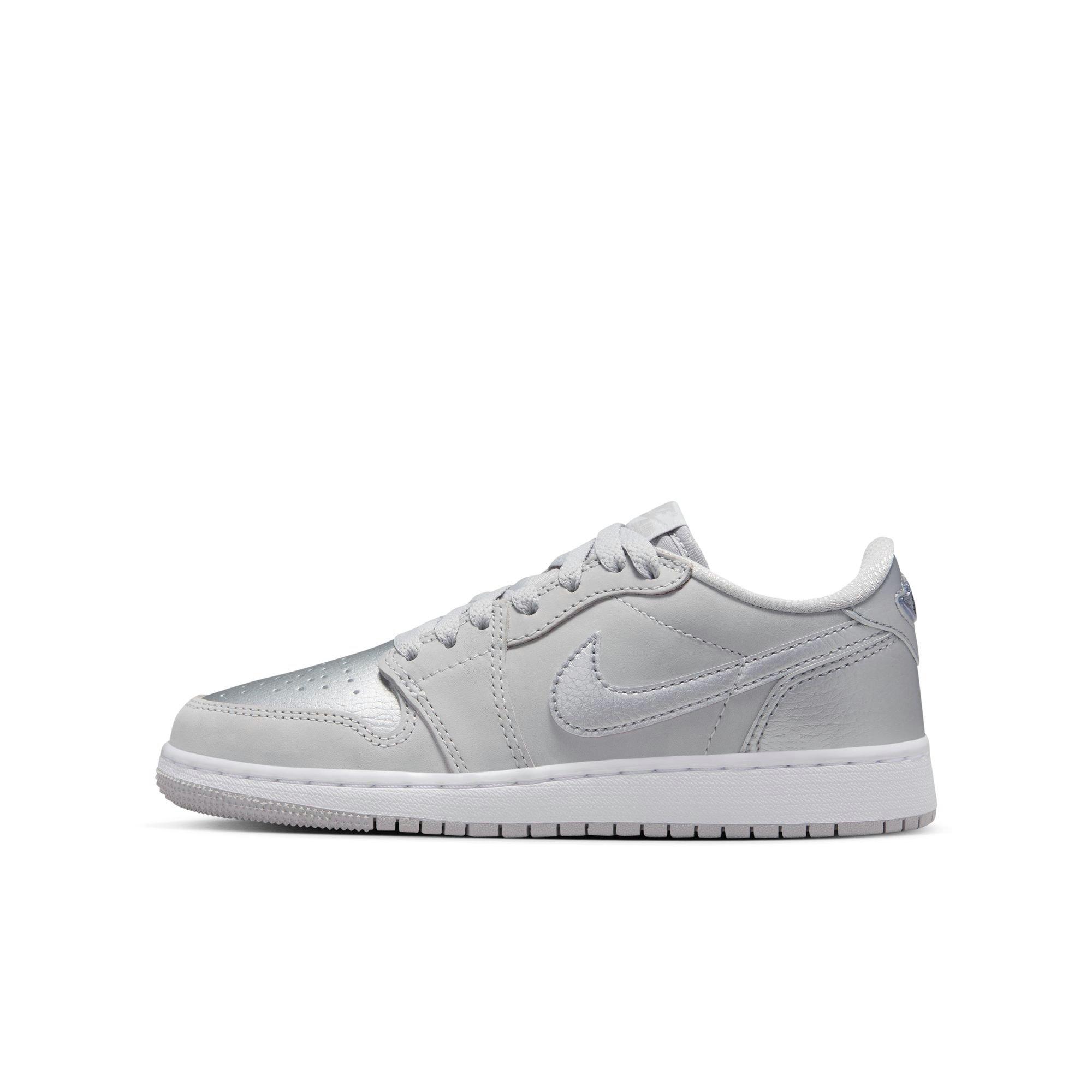 Jordan 1 Retro Low OG Grade School Kids' "Metallic Silver" Shoe