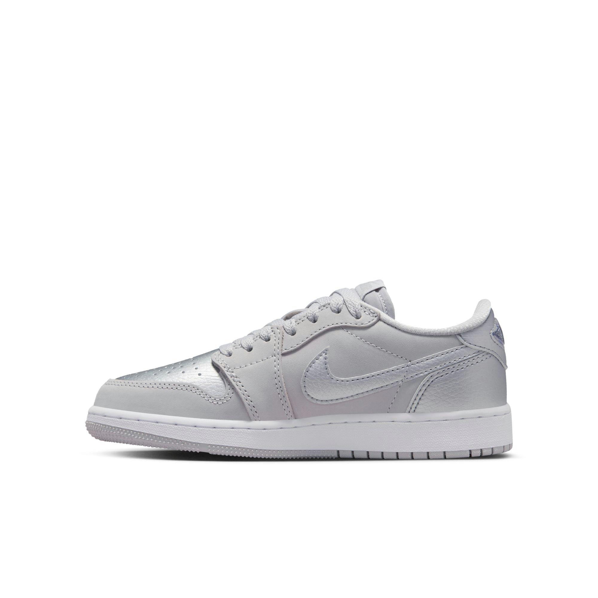 Jordan 1 Retro Low OG Grade School Kids' "Metallic Silver" Shoe