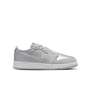 Jordan 1 Retro Low OG "Metallic Silver" Grade School Kids' Shoe