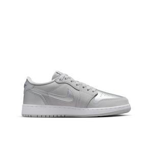 Jordan 1 Retro Low OG "Metallic Silver" Grade School Kids' Shoe