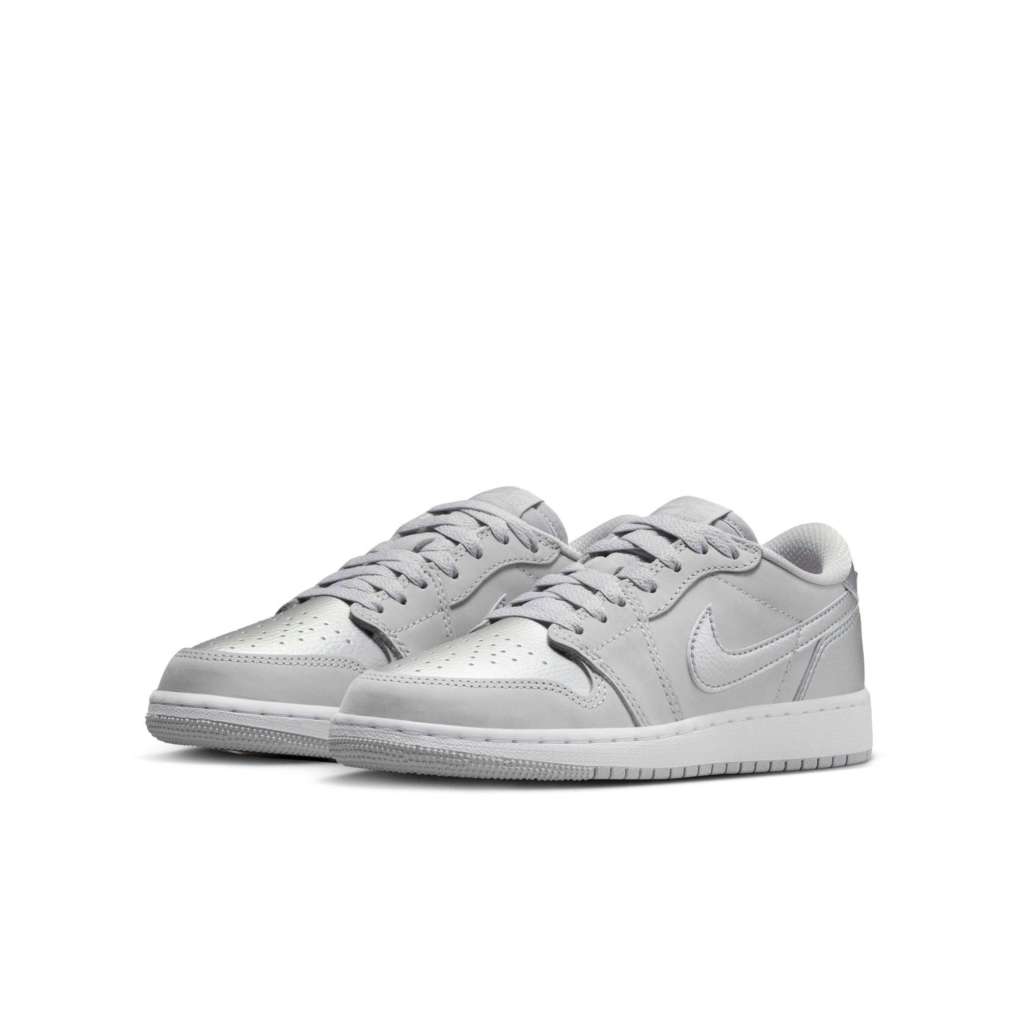 Jordan 1 Retro Low OG Grade School Kids' "Metallic Silver" Shoe
