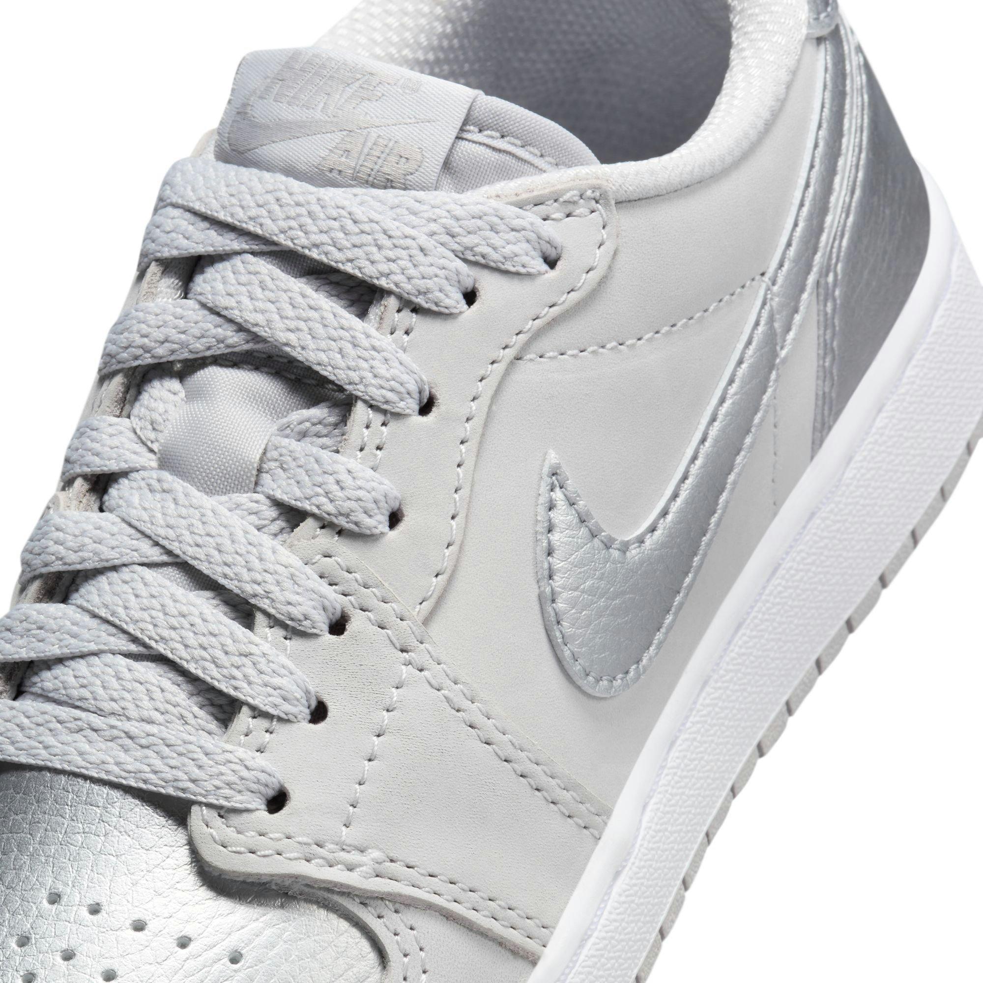 Jordan 1 Retro Low OG Grade School Kids' "Metallic Silver" Shoe