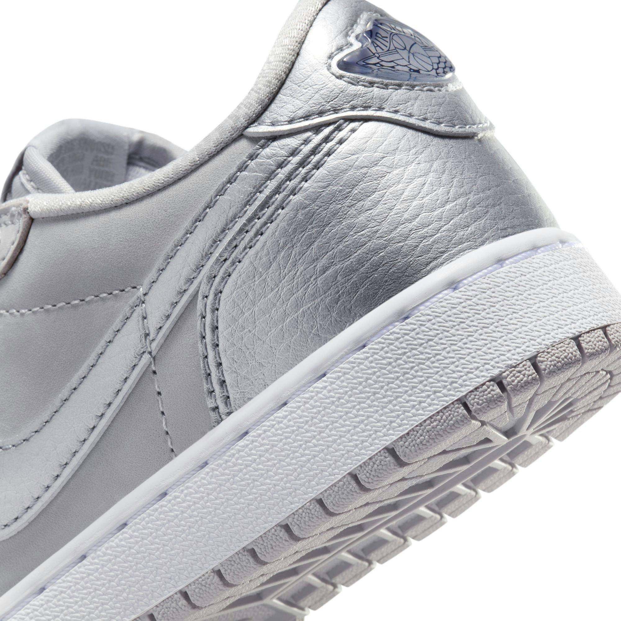 Jordan 1 Retro Low OG Grade School Kids' "Metallic Silver" Shoe