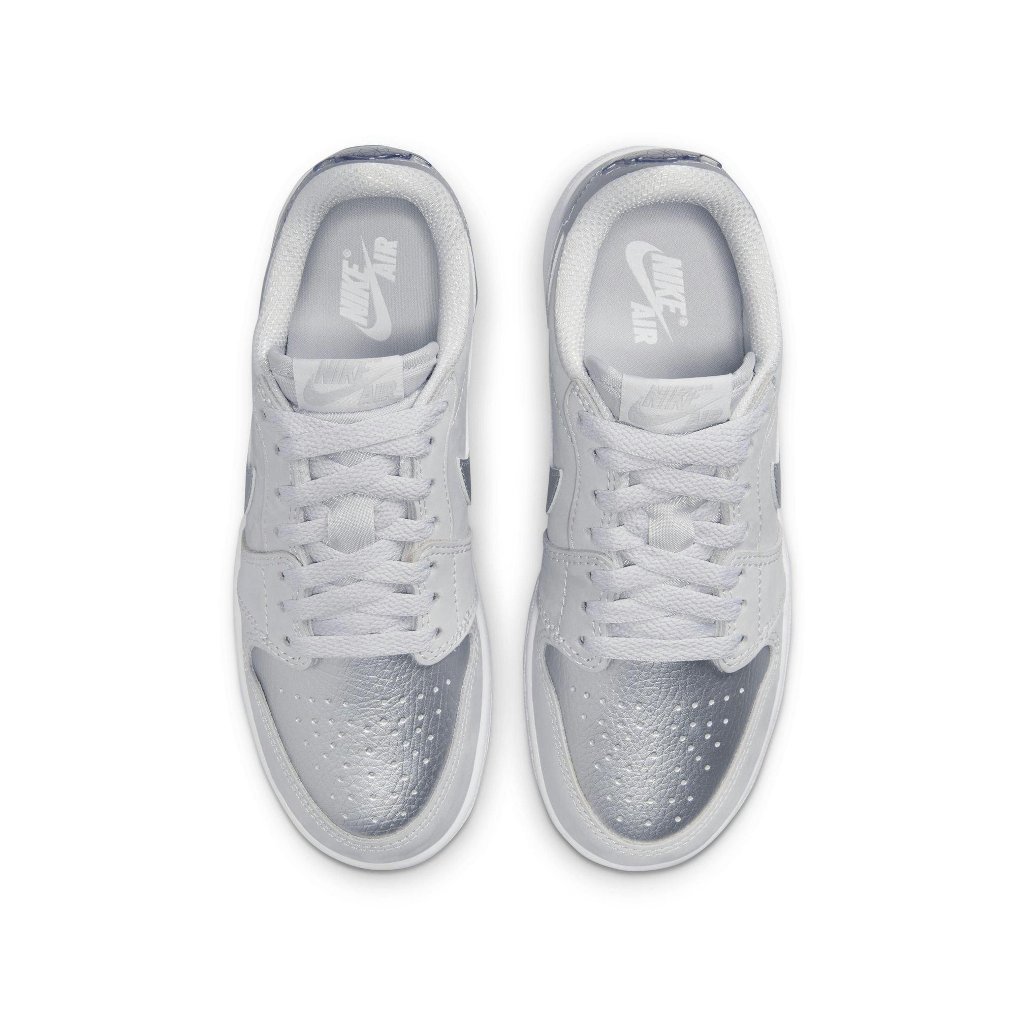 Jordan 1 Retro Low OG Grade School Kids' "Metallic Silver" Shoe