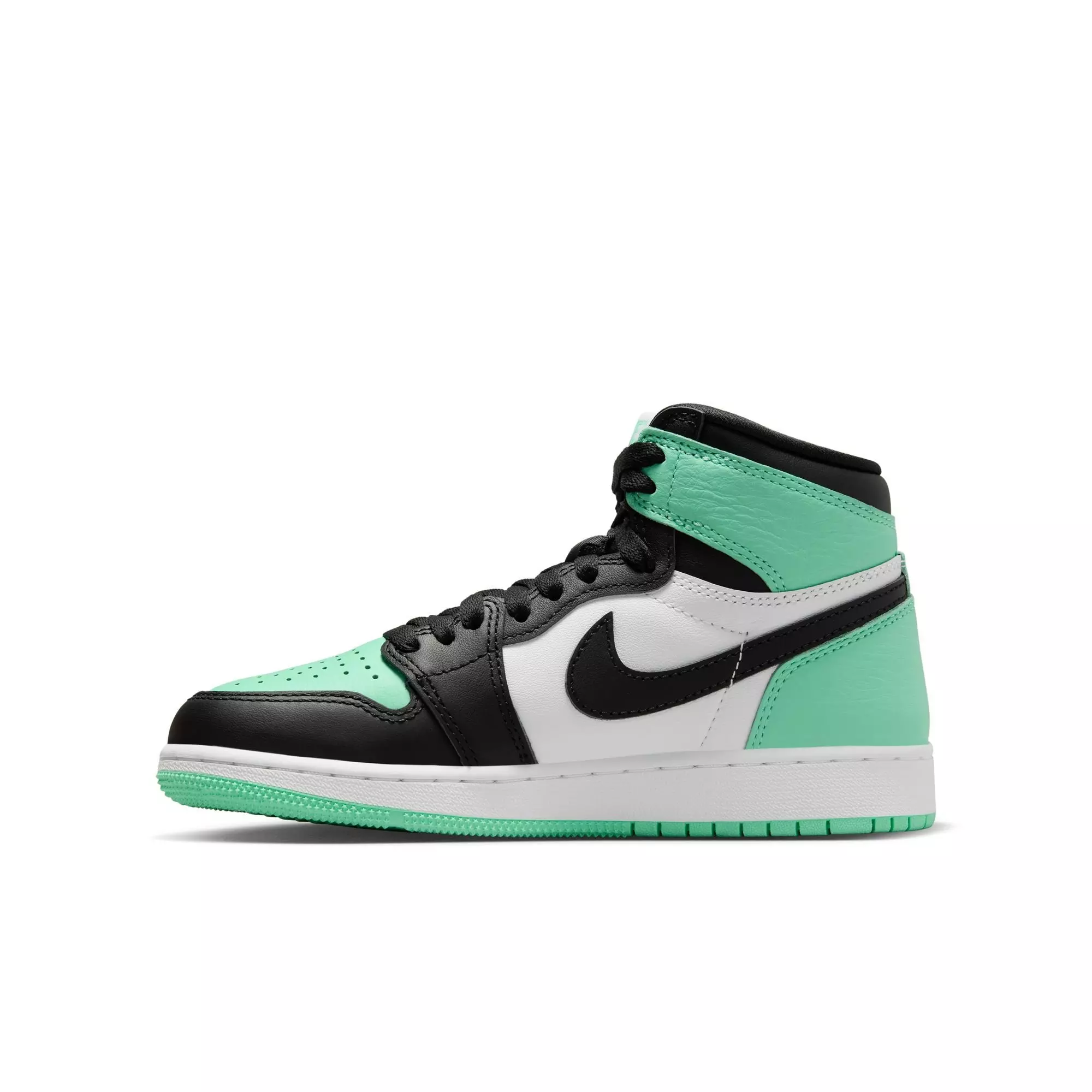 Jordan 1 Retro High OG "Green Glow" Grade School Kids' Shoe - WHITE/BLACK/GREEN GLOW
