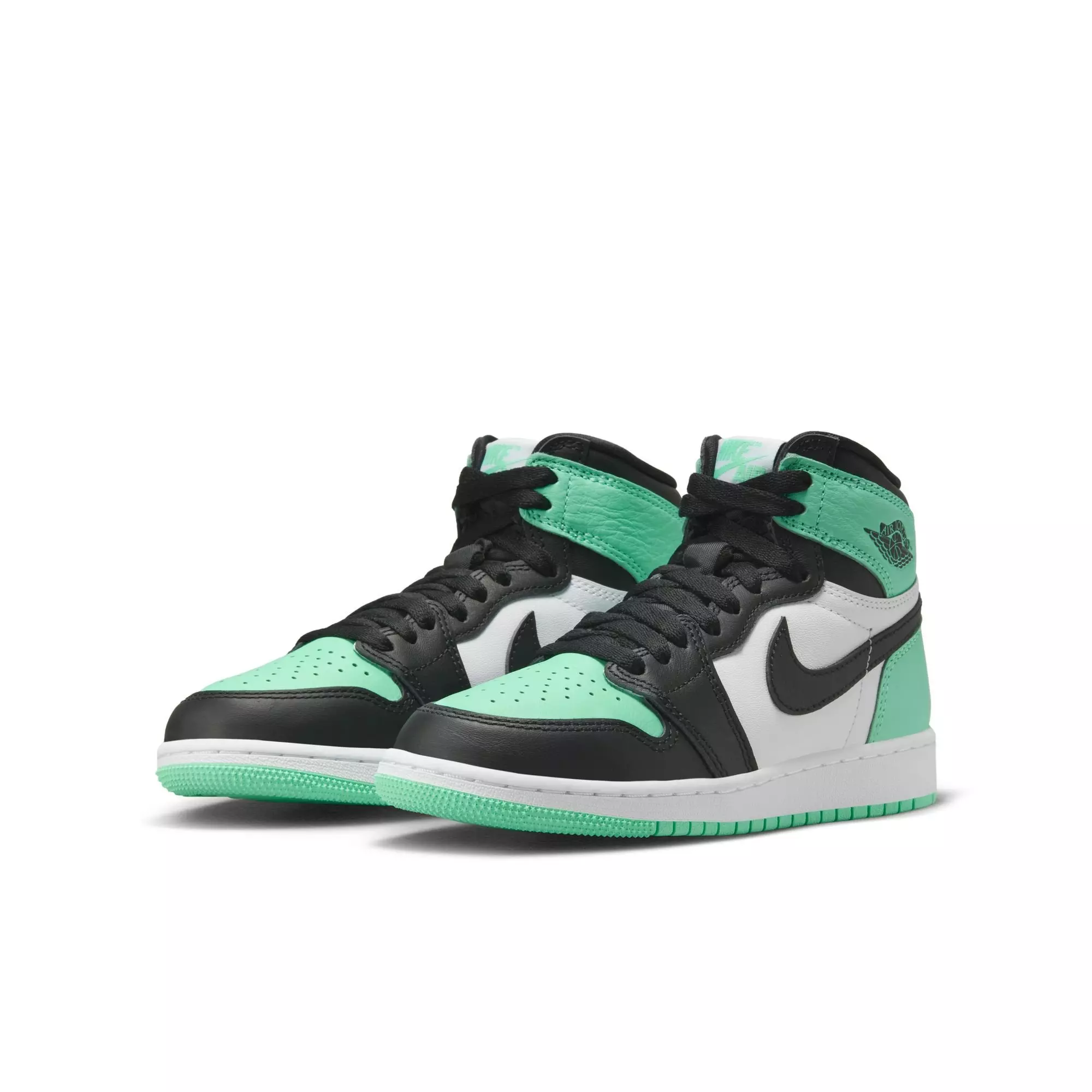 Jordan 1 Retro High OG "Green Glow" Grade School Kids' Shoe - WHITE/BLACK/GREEN GLOW