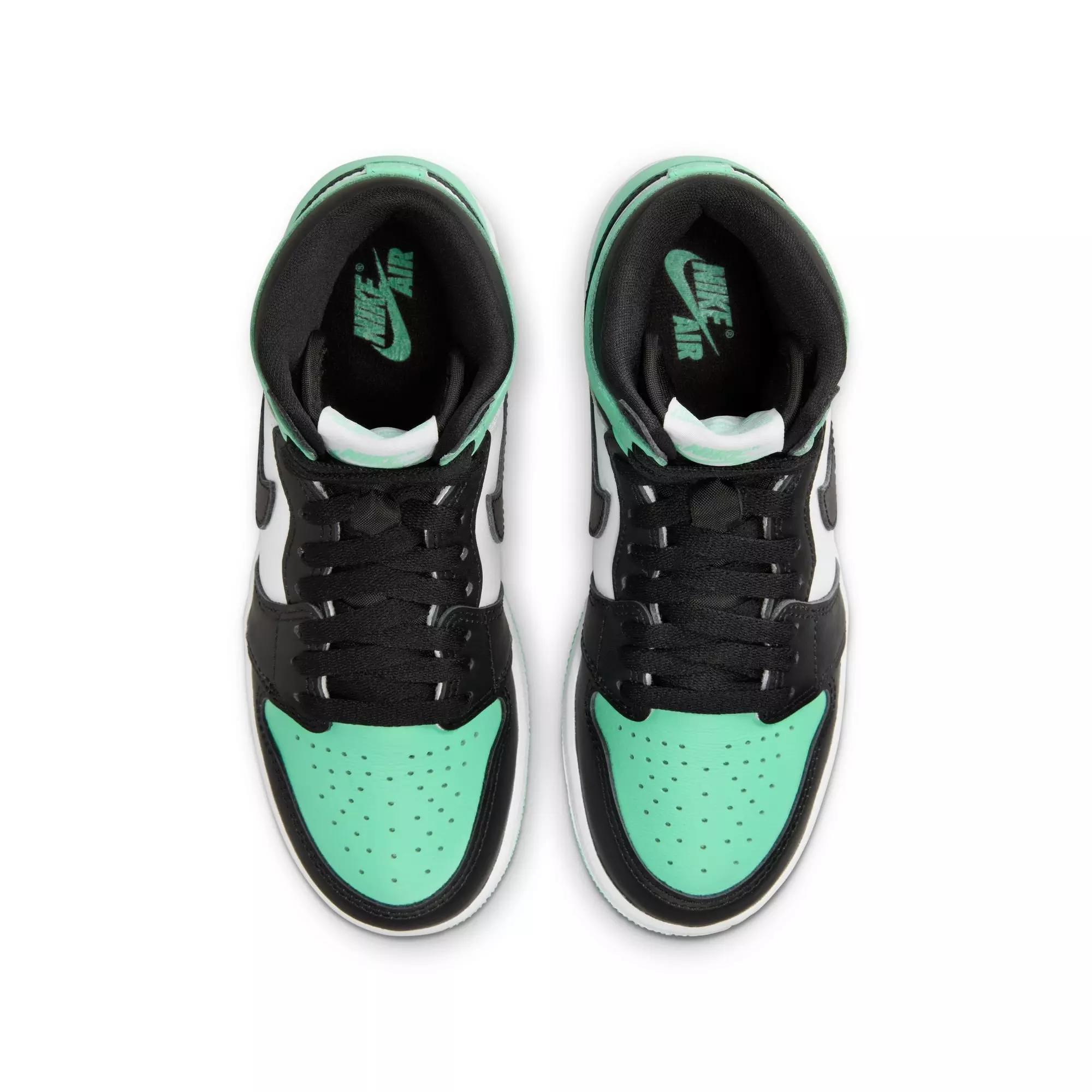Jordan 1 Retro High OG "Green Glow" Grade School Kids' Shoe - WHITE/BLACK/GREEN GLOW