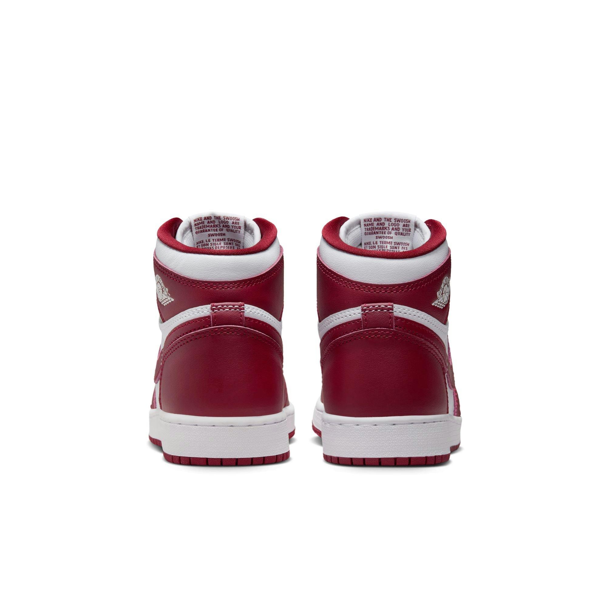 Jordan 1 Retro High OG "Artisanal Red" Grade School Kids' Shoe - WHITE/TEAM RED Thumbnail View 9