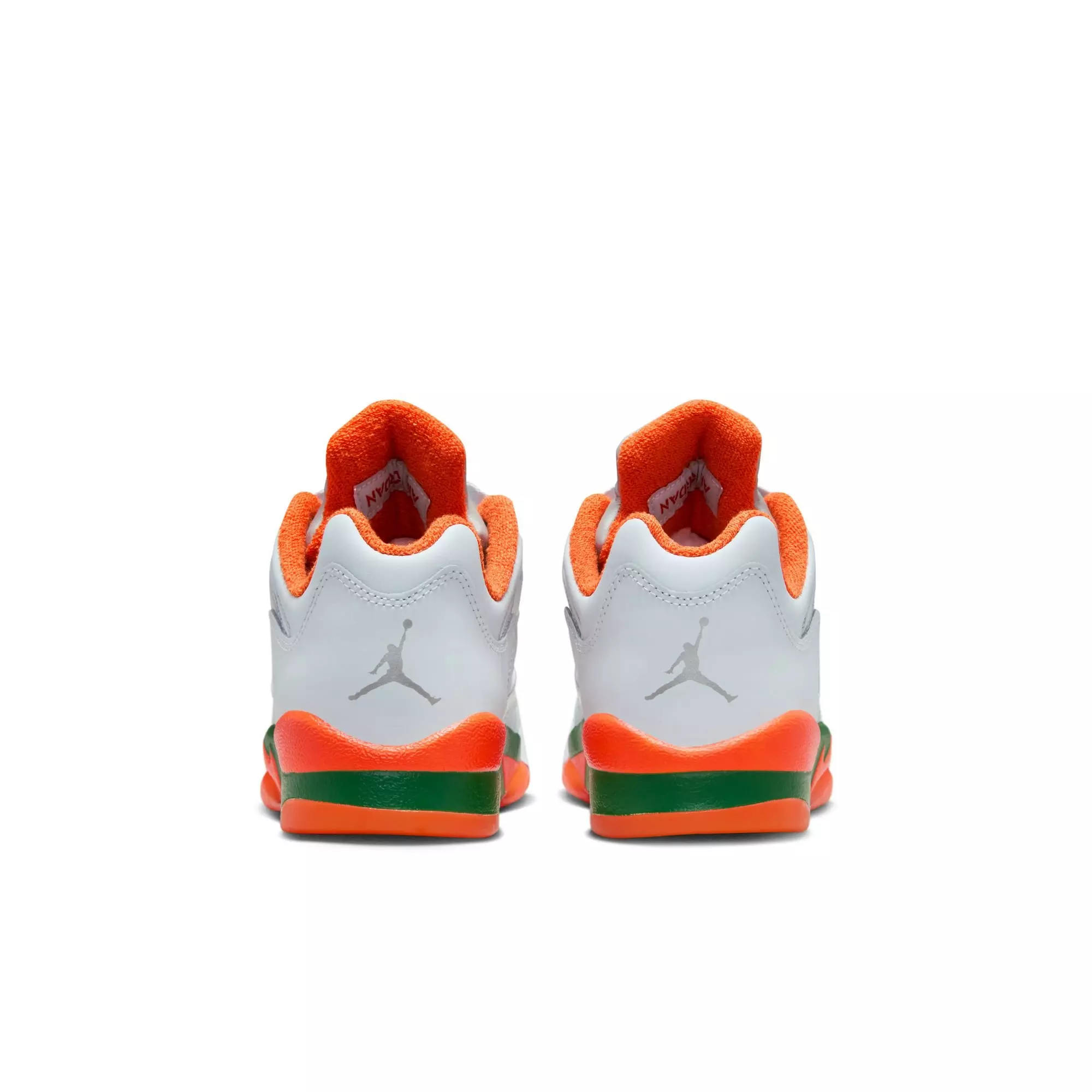 Jordan 5 Retro Low "Hurricanes" Grade School Kids' Shoe - FOOTBALL GREY/BRILLIANT ORNGE/PINE GREEN
