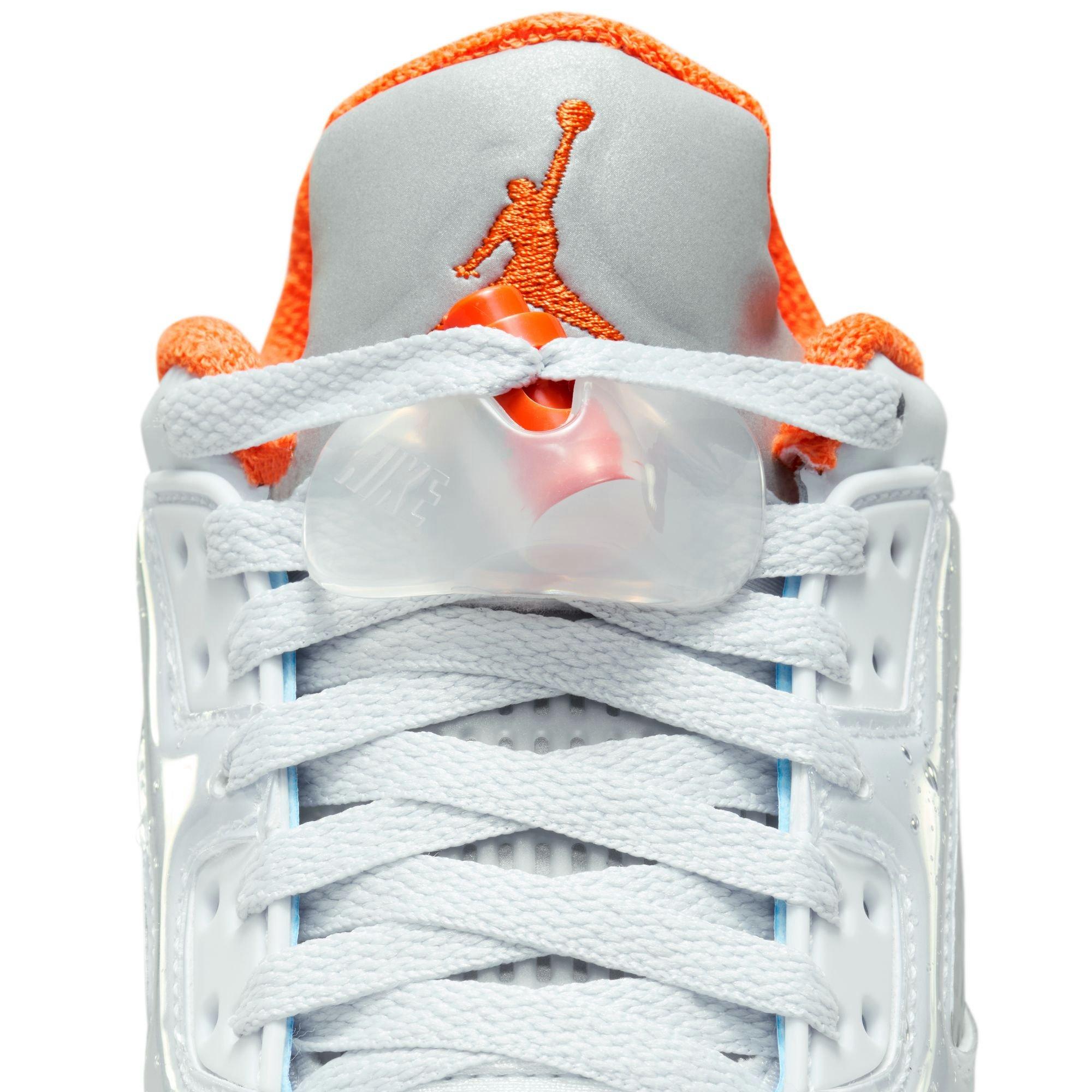 Jordan 5 Retro Low "Hurricanes" Grade School Kids' Shoe - FOOTBALL GREY/BRILLIANT ORNGE/PINE GREEN Thumbnail View 6