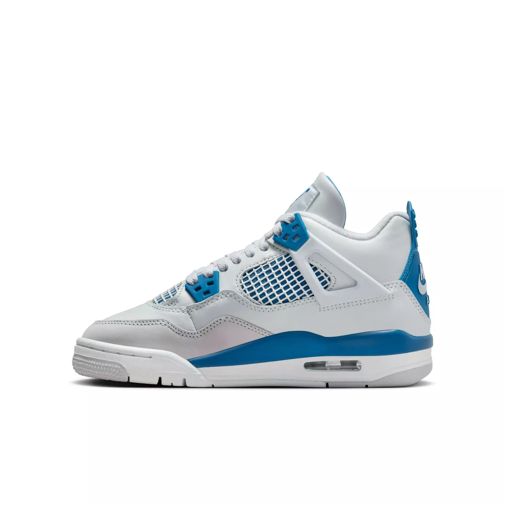 Jordan 4 Retro "Industrial Blue" Grade School Kids' Shoe - OFF WHITE/MILITARY BLUE/NEUTRAL GREY