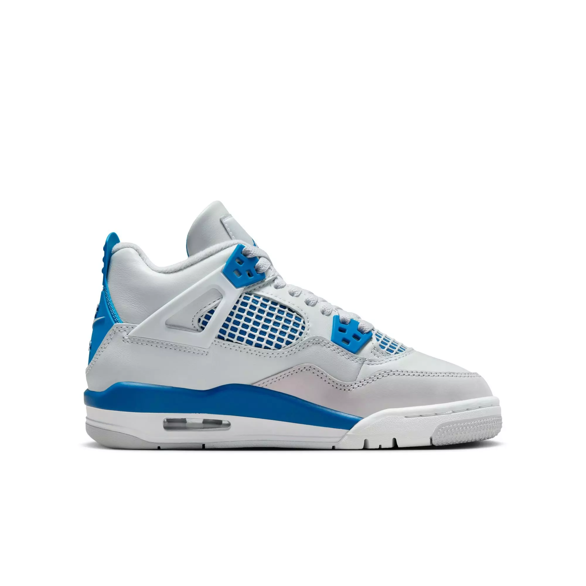 Jordan 4 Retro "Industrial Blue" Grade School Kids' Shoe - OFF WHITE/MILITARY BLUE/NEUTRAL GREY