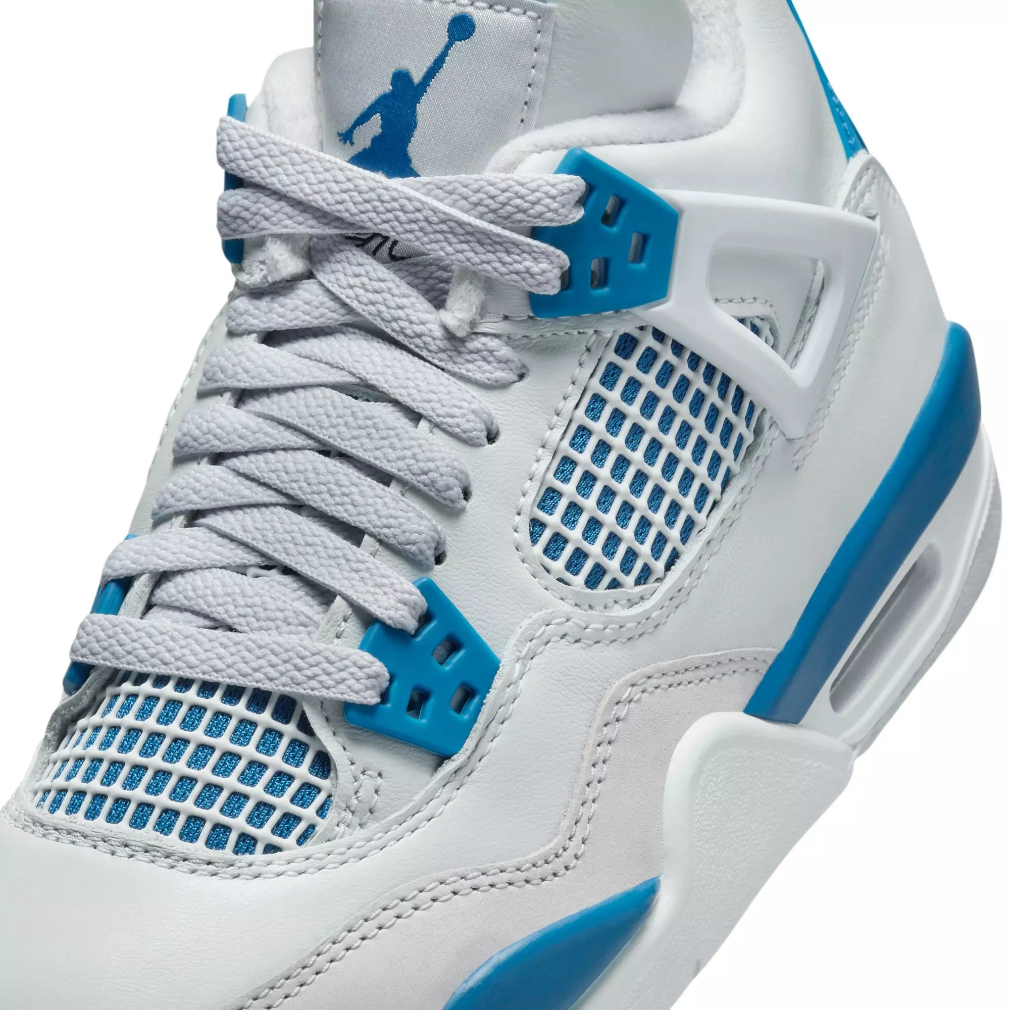 Jordan 4 Retro "Industrial Blue" Grade School Kids' Shoe - OFF WHITE/MILITARY BLUE/NEUTRAL GREY