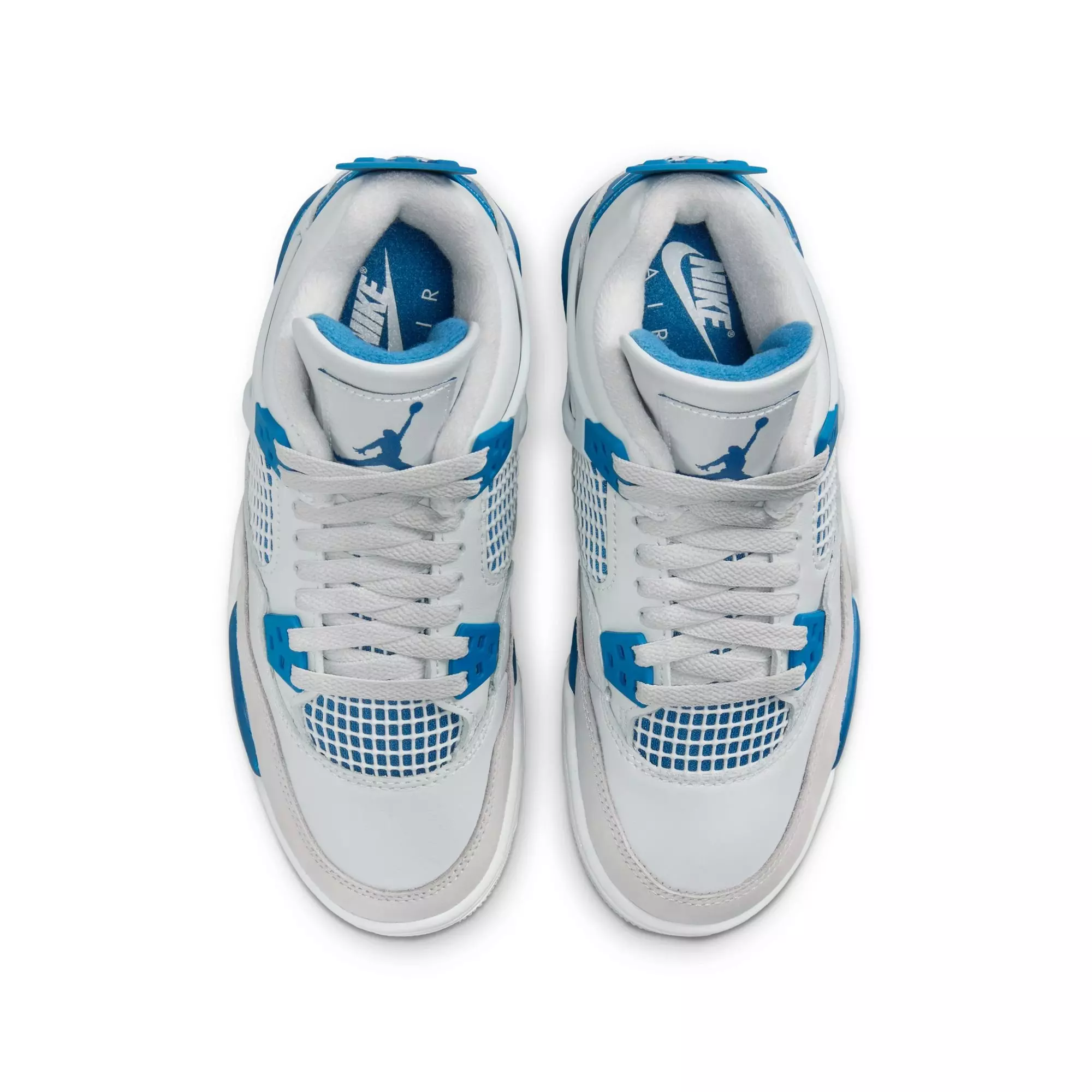 Jordan 4 Retro "Industrial Blue" Grade School Kids' Shoe - OFF WHITE/MILITARY BLUE/NEUTRAL GREY