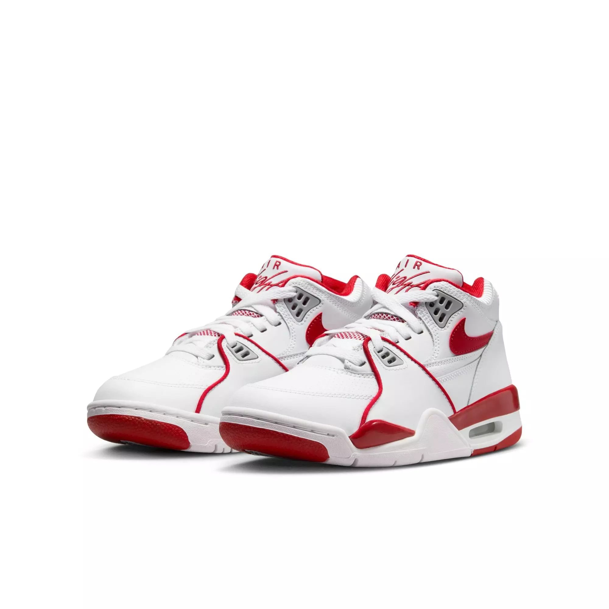 Nike Air Flight 89 "White/Varsity Red/Wolf Grey" Grade School Boys' Shoe - WHITE/RED