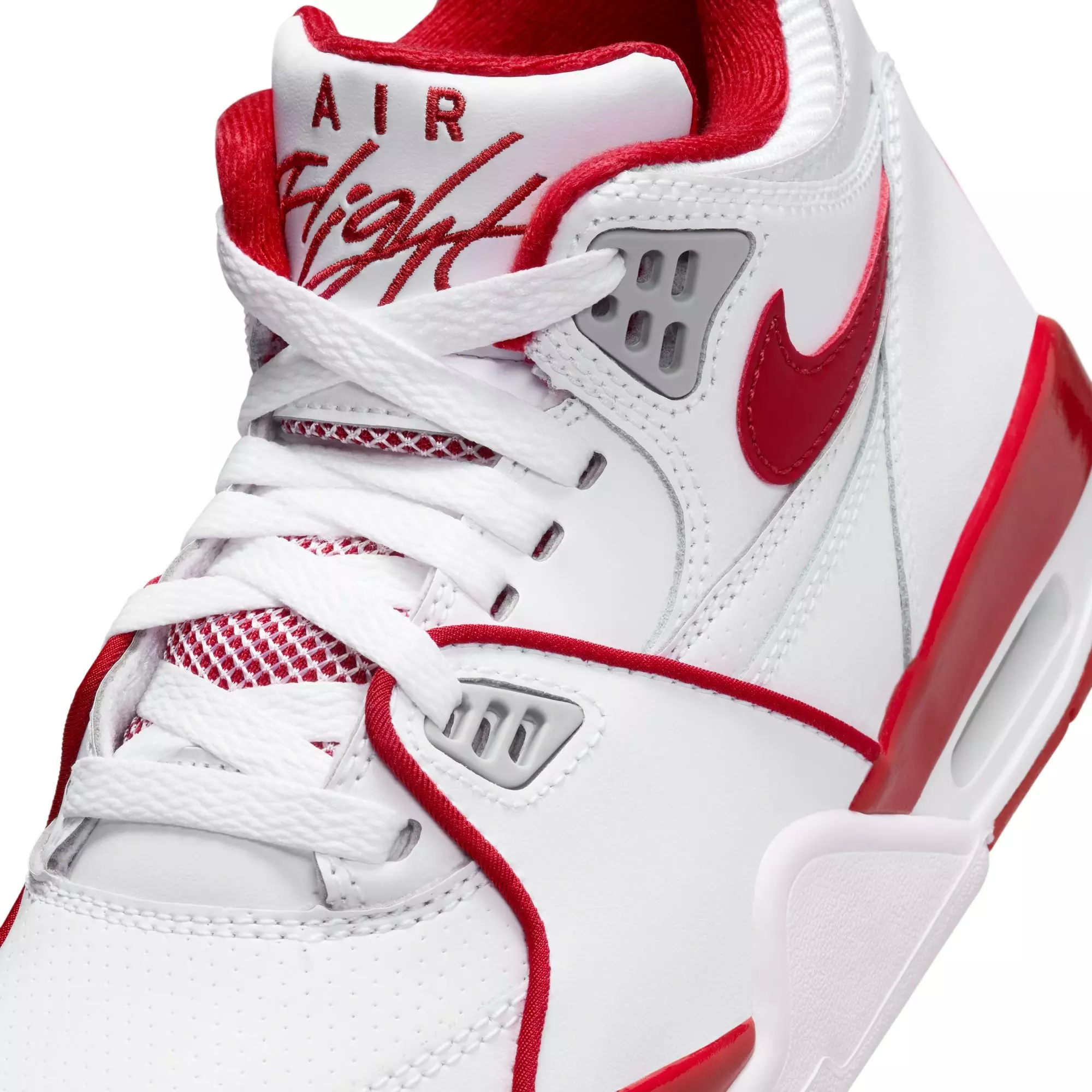 Nike Air Flight 89 "White/Varsity Red/Wolf Grey" Grade School Boys' Shoe - WHITE/RED