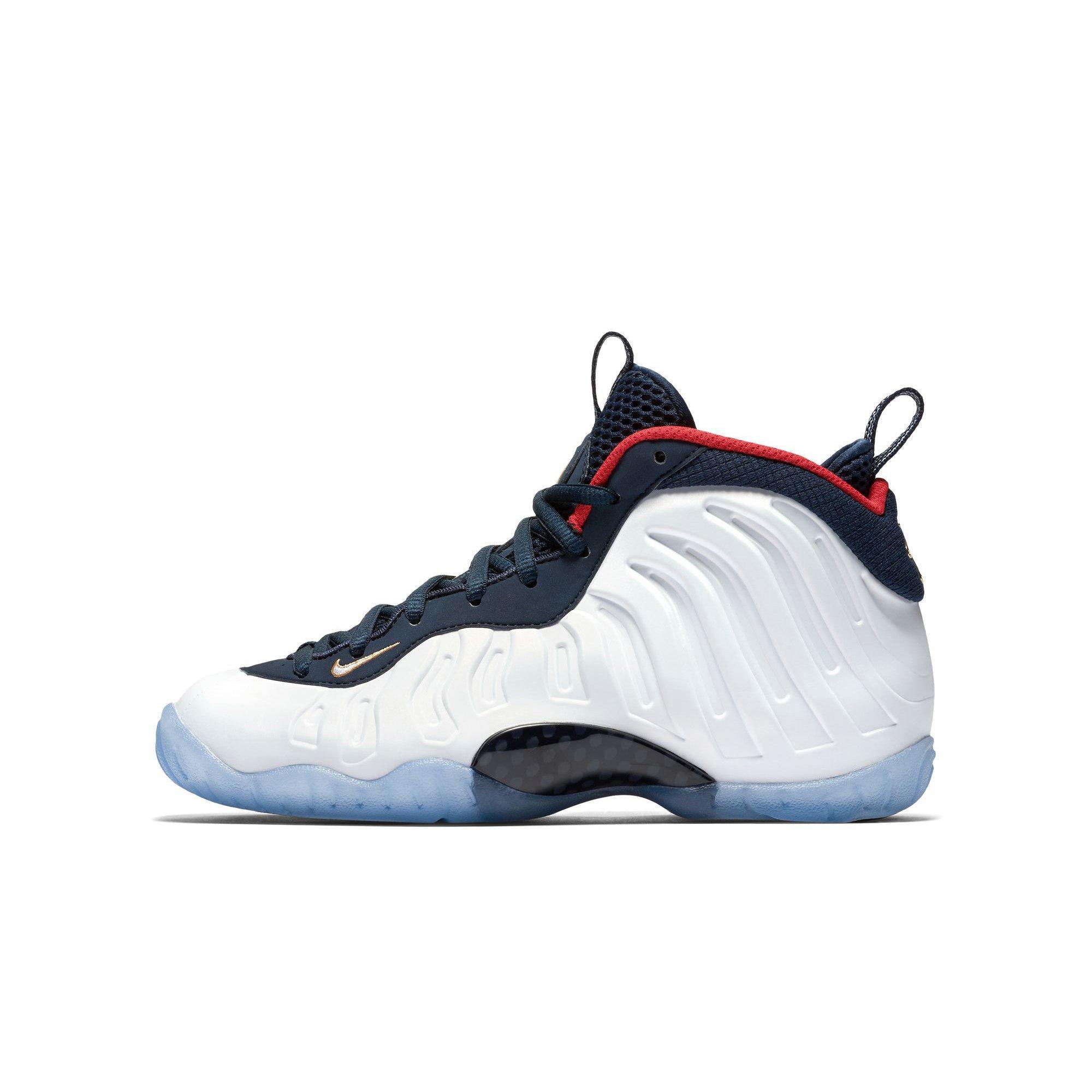 Nike Little Posite One Grade School Kids' "Obsidian/White/Red" Shoe