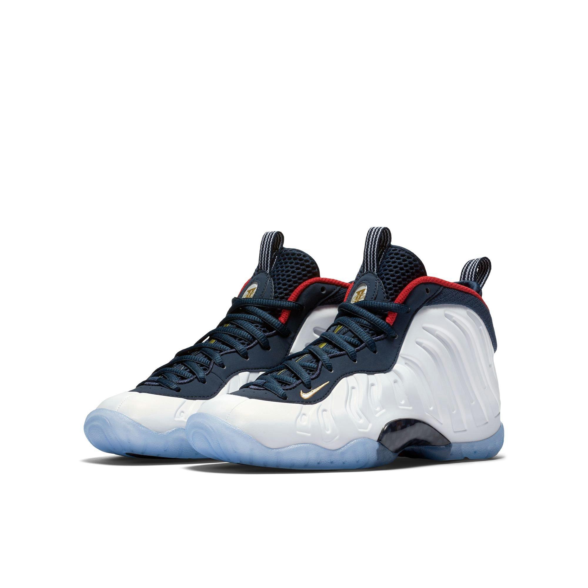 Nike Little Posite One Grade School Kids' "Obsidian/White/Red" Shoe