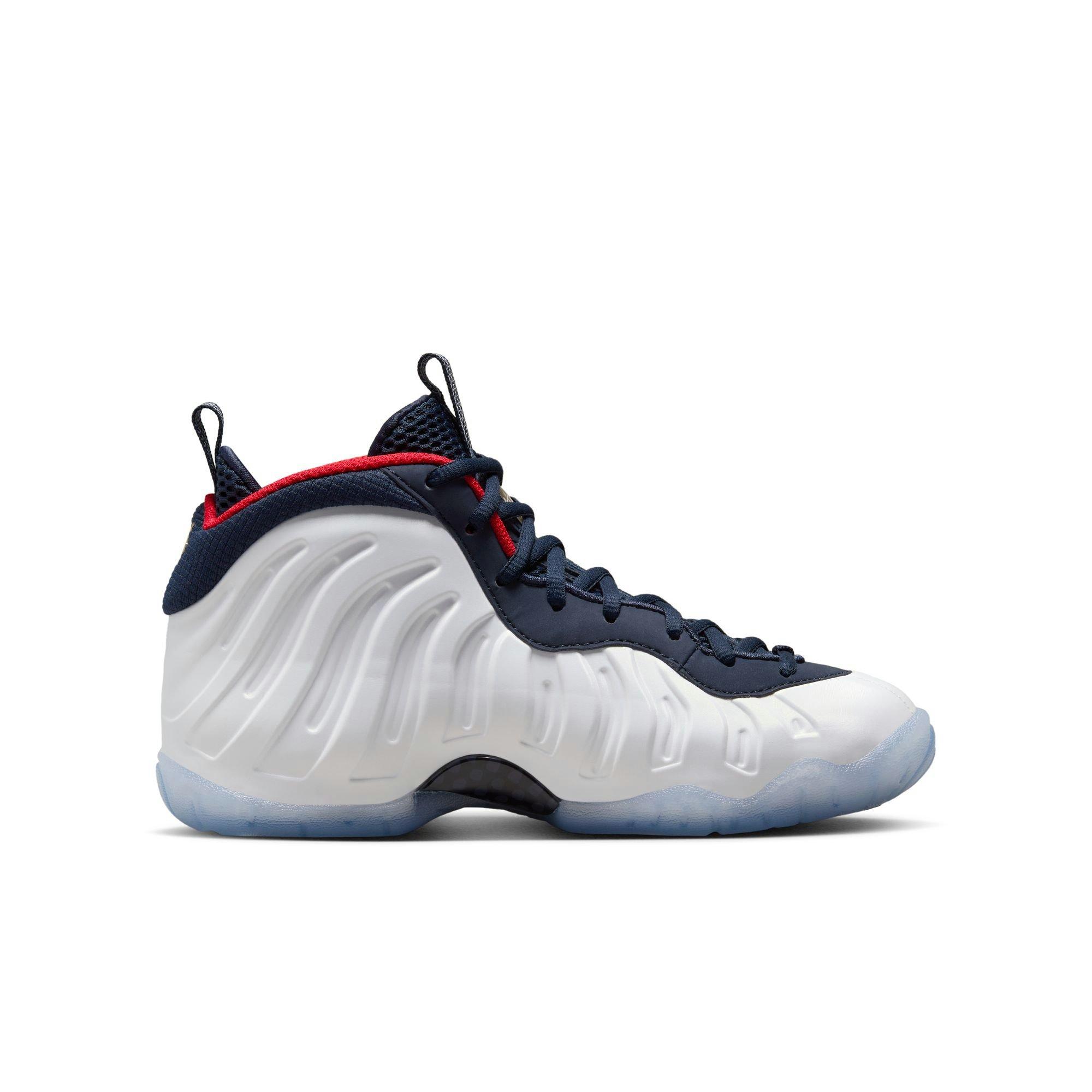 Nike Little Posite One "Obsidian/White/Red" Grade School Kids' Shoe - NAVY/RED/WHITE Thumbnail View 2