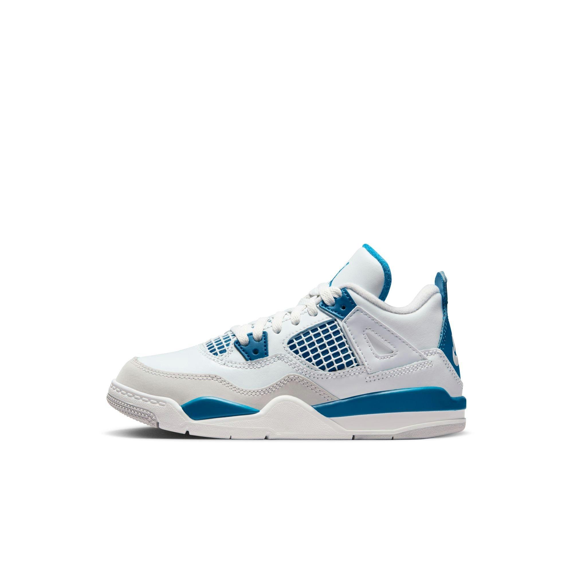 Jordan 4 Retro "Industrial Blue" Preschool Kids' Shoe - OFF WHITE/MILITARY BLUE/NEUTRAL GREY Thumbnail View 6