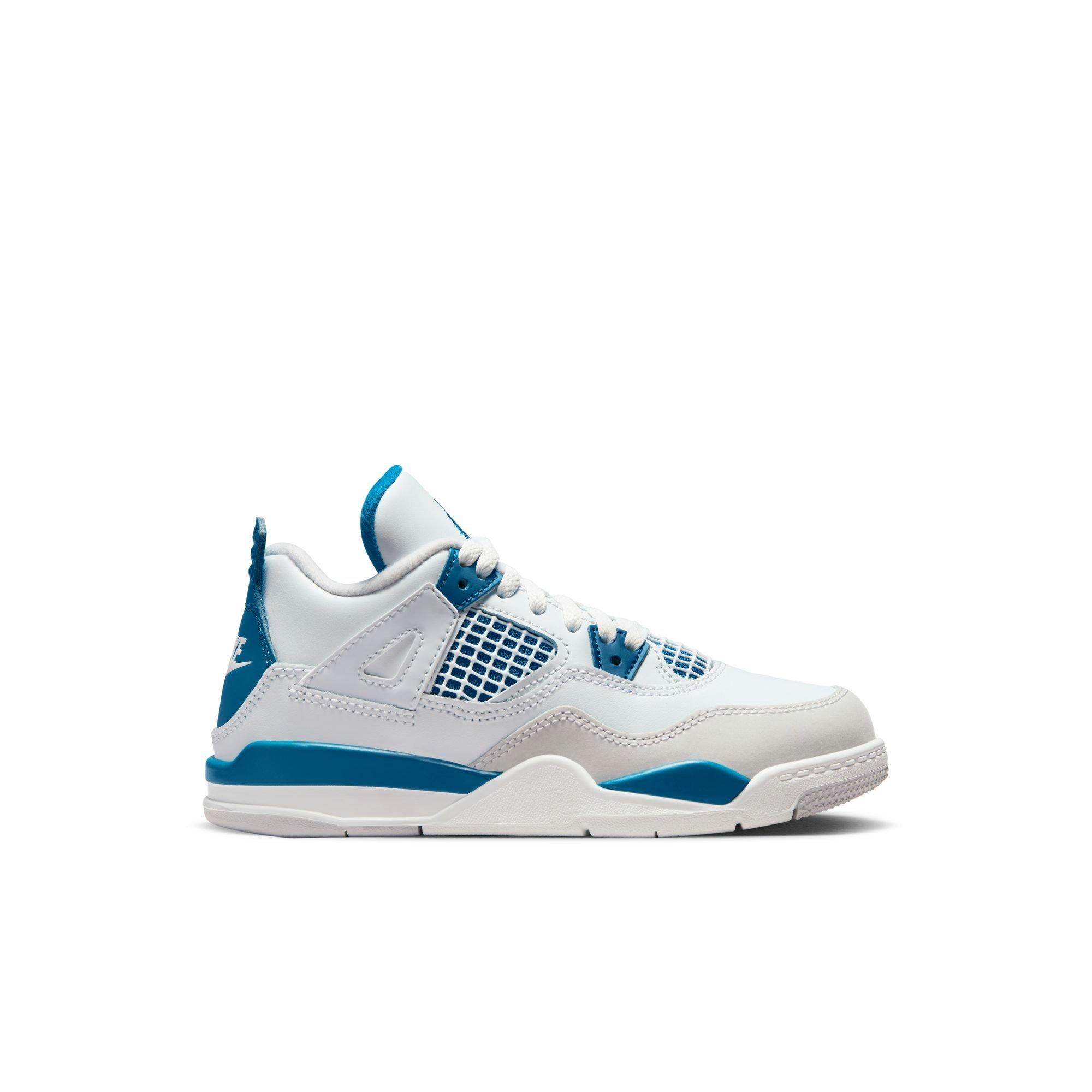 Jordan 4 Retro "Industrial Blue" Preschool Kids' Shoe - OFF WHITE/MILITARY BLUE/NEUTRAL GREY Thumbnail View 1