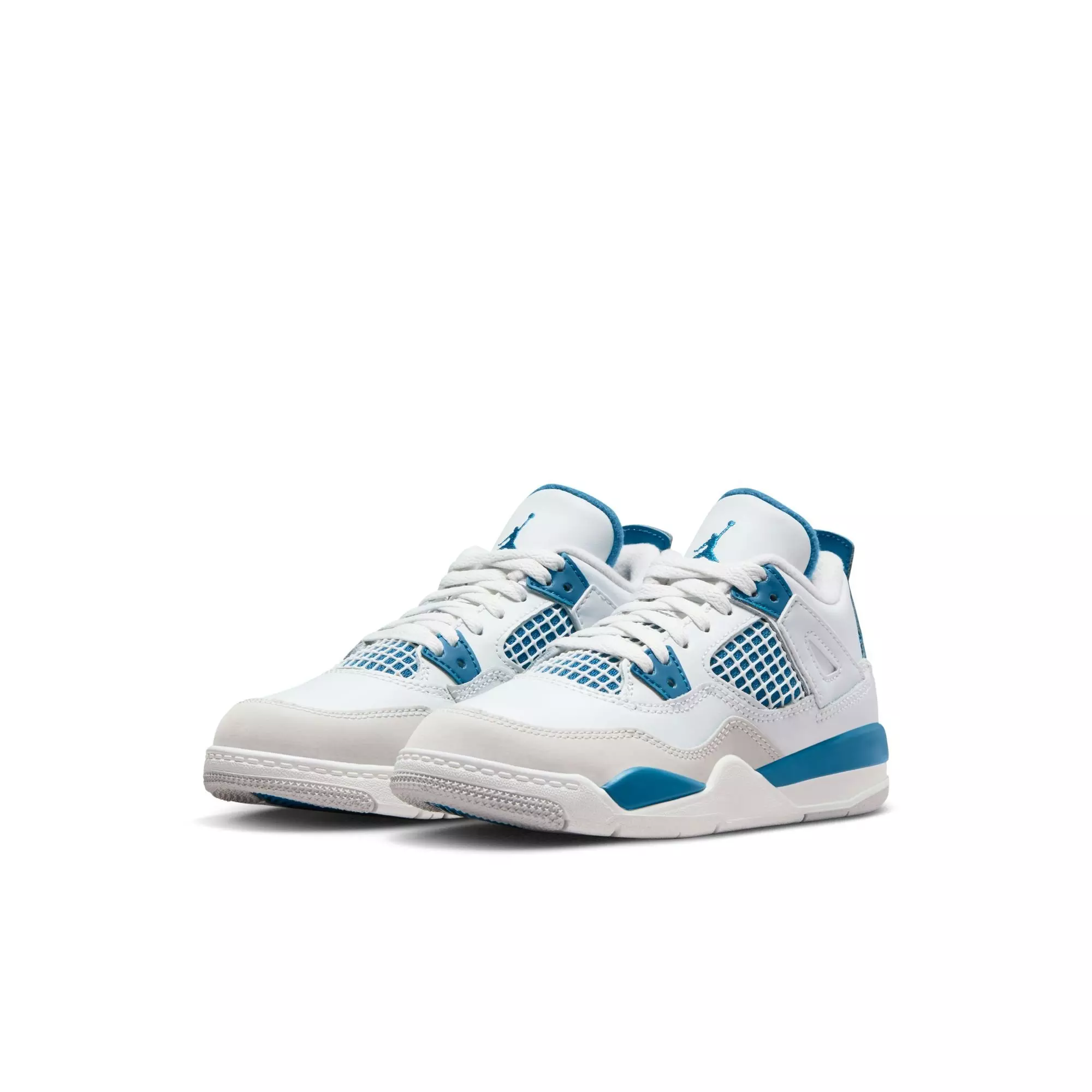 Jordan 4 Retro "Industrial Blue" Preschool Kids' Shoe - OFF WHITE/MILITARY BLUE/NEUTRAL GREY