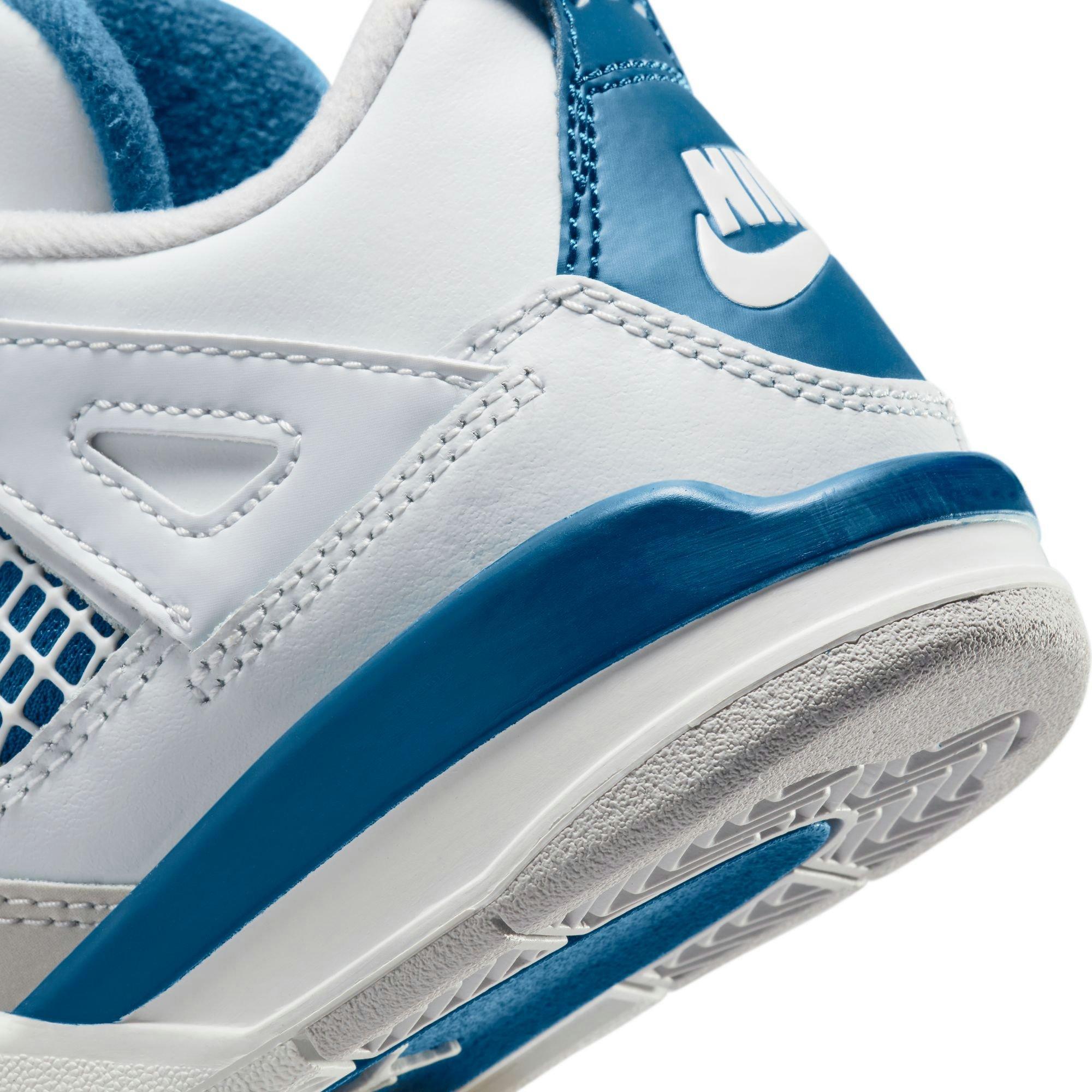 Jordan 4 Retro "Industrial Blue" Preschool Kids' Shoe - OFF WHITE/MILITARY BLUE/NEUTRAL GREY Thumbnail View 5