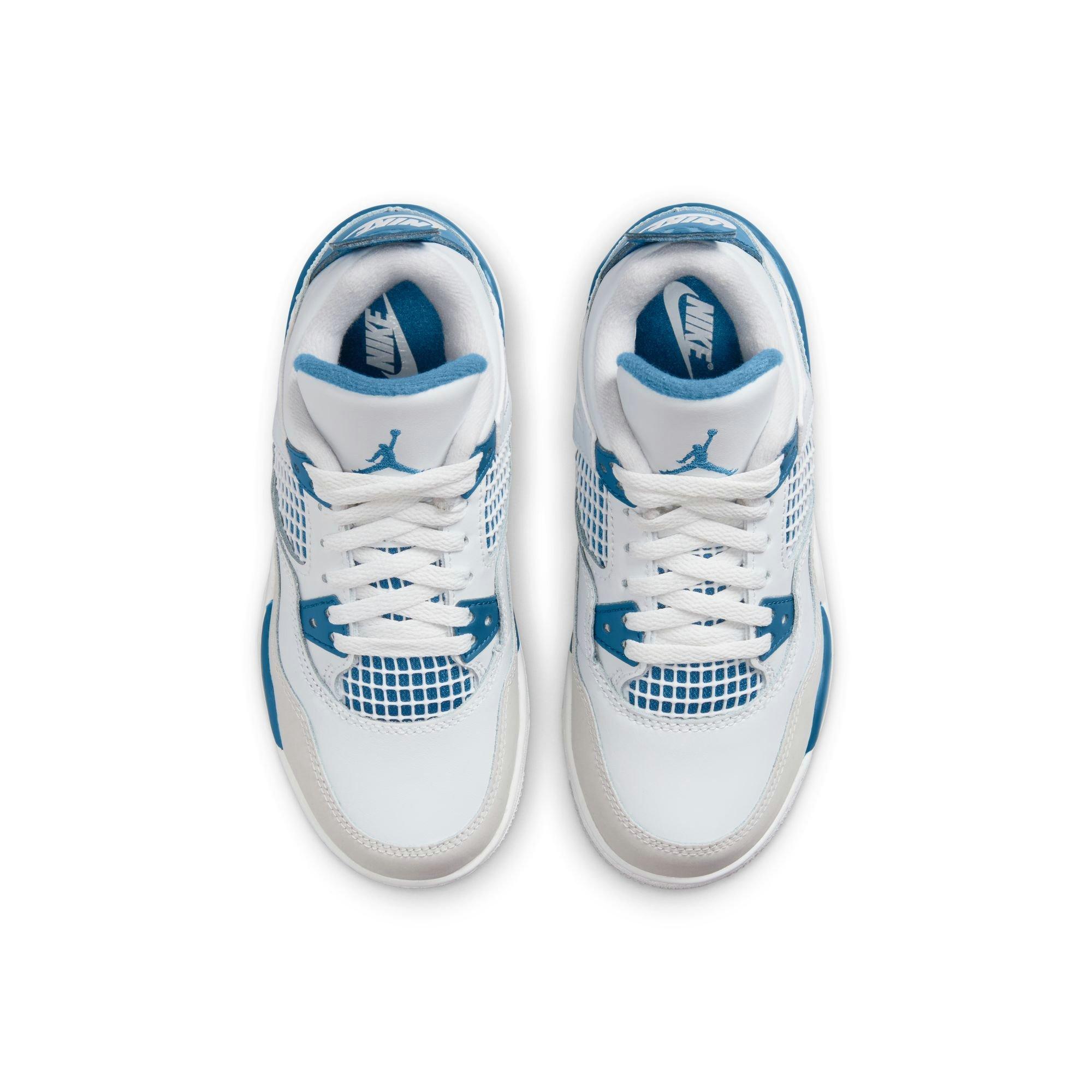Jordan 4 Retro "Industrial Blue" Preschool Kids' Shoe - OFF WHITE/MILITARY BLUE/NEUTRAL GREY Thumbnail View 9